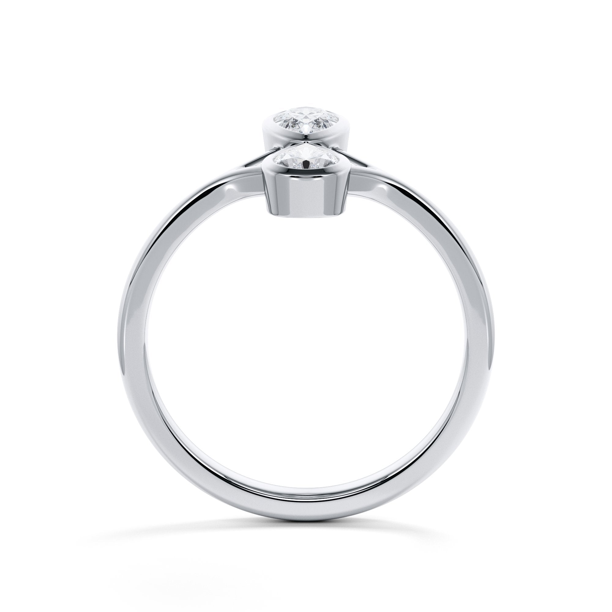 Twin Bezel Natural Pear Cut Diamond Engagement Ring