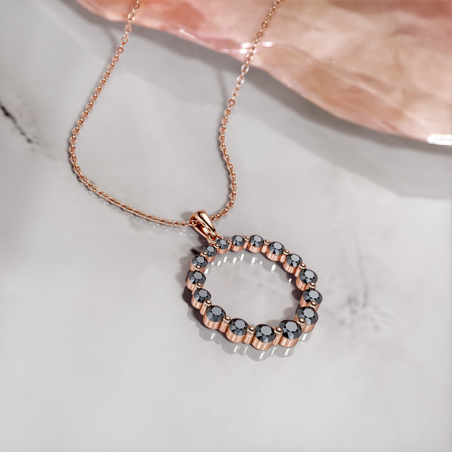 Natural Black Diamond Karma Pendant with Necklace
