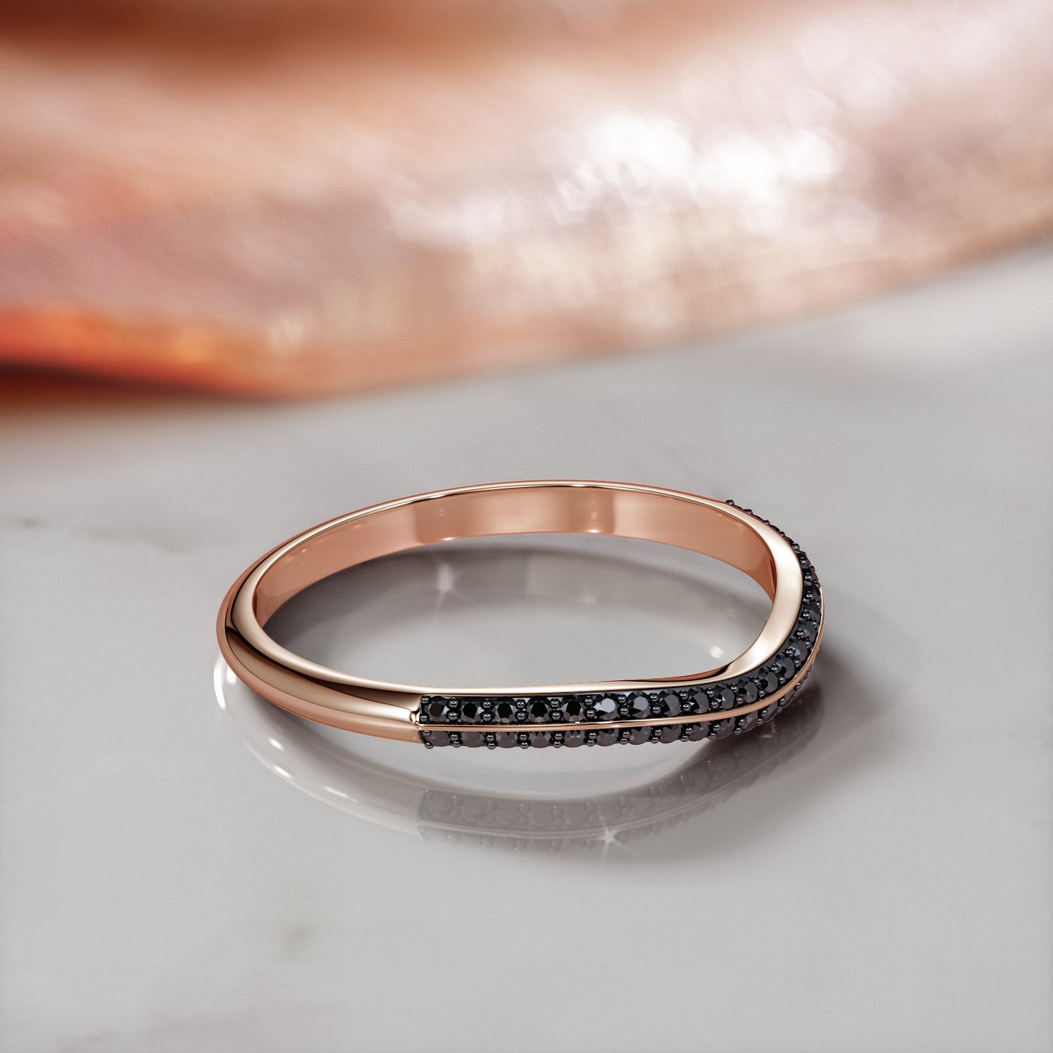 Curvey  Natural Black Diamond Matching Band