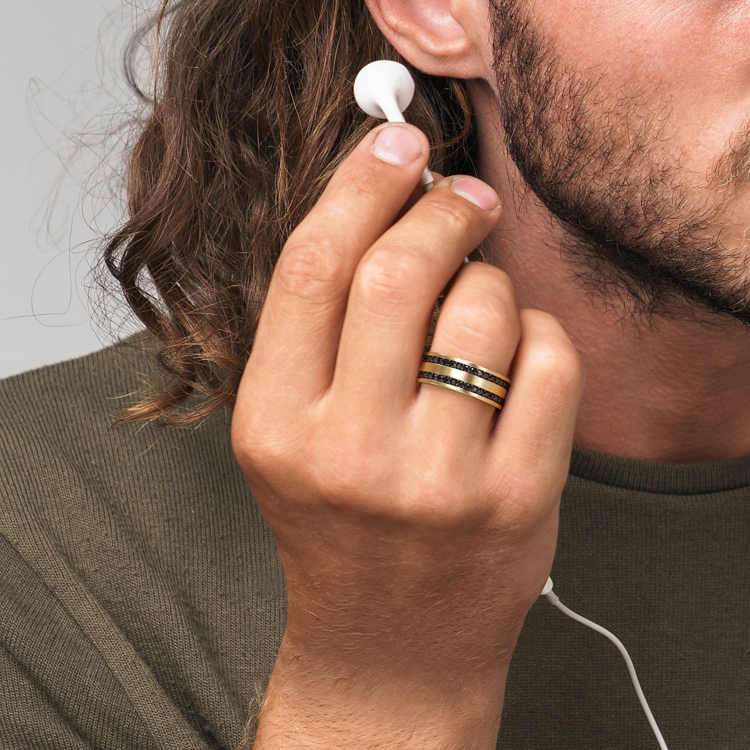Natural Black Diamond Wedding Ring For Him