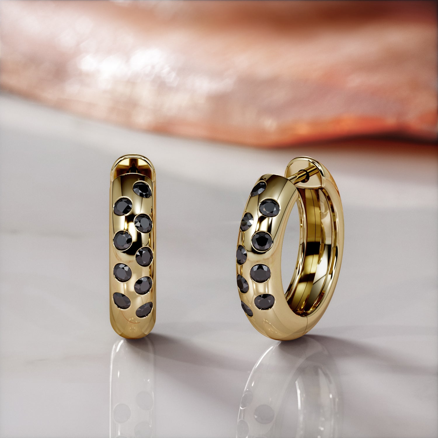 0.5 Carat Chuncky Natural Black Diamond Hoop Earrings