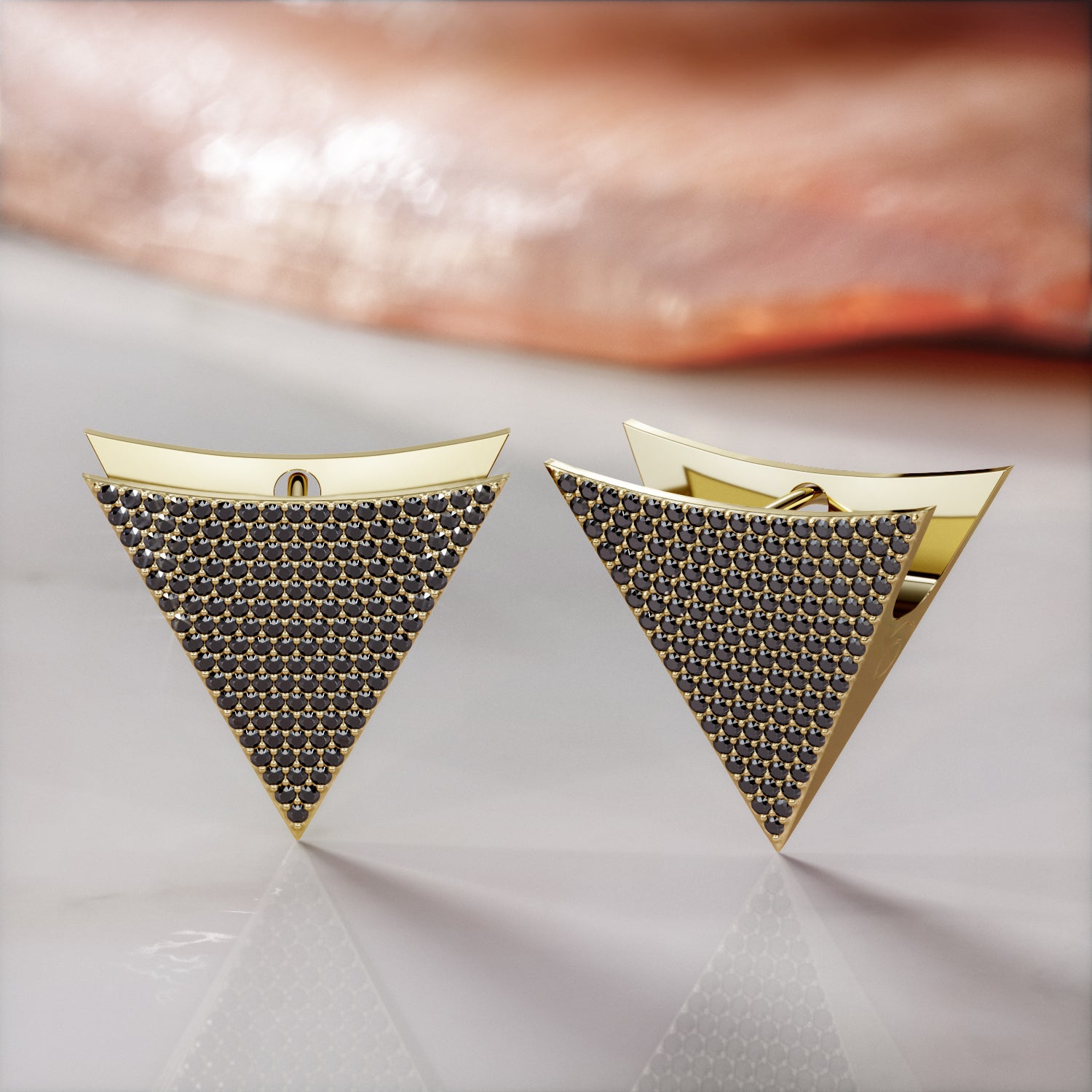1 Carat Cone Natural Black Diamond Spike Earrings