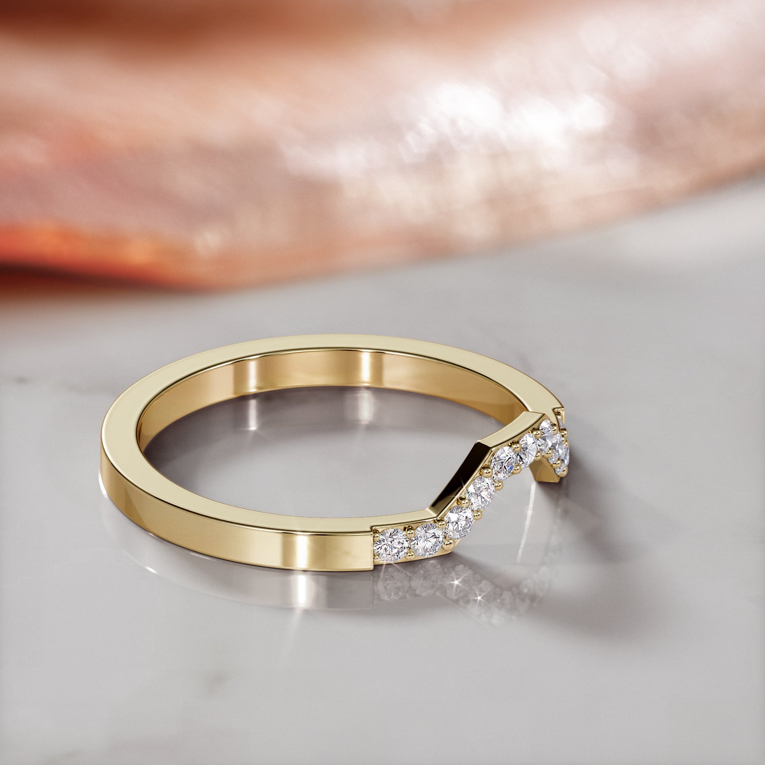 Geometric Natural Round cut Diamond Wedding Band