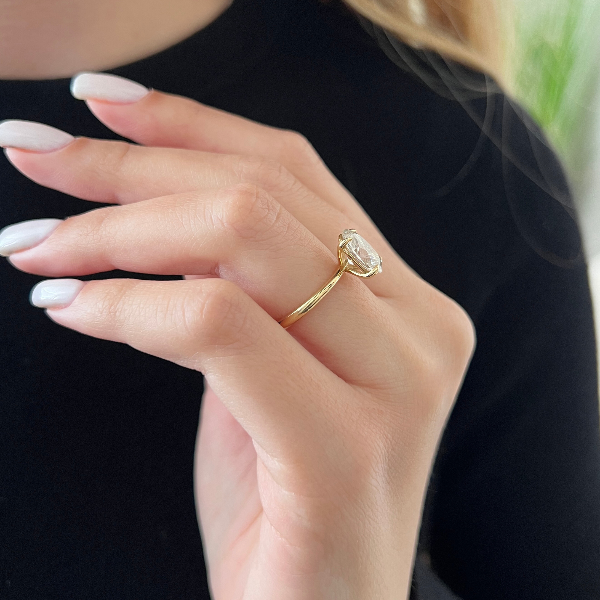 Claw Prongs 2- Carat Natural Oval  Diamond Engagement Ring