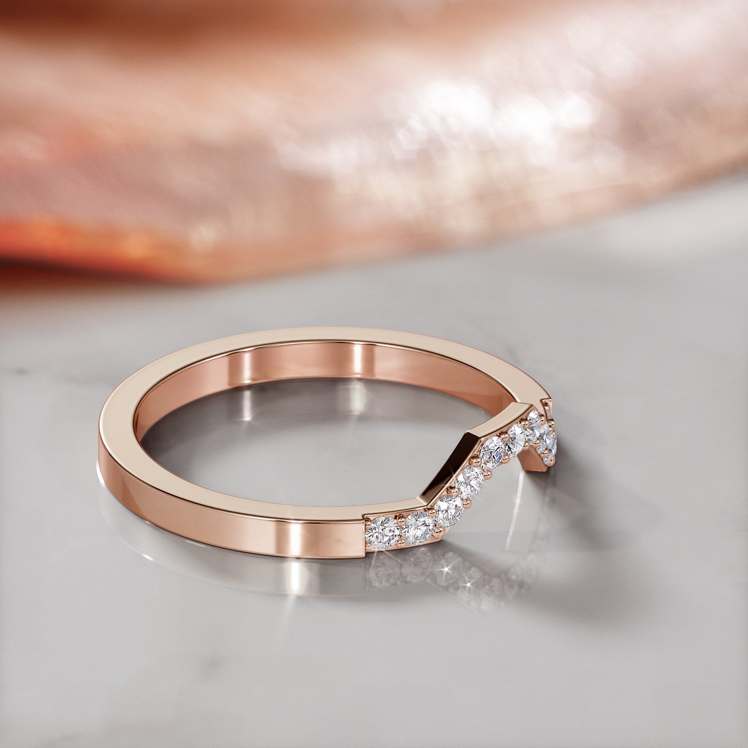 Geometric Natural Round cut Diamond Wedding Band