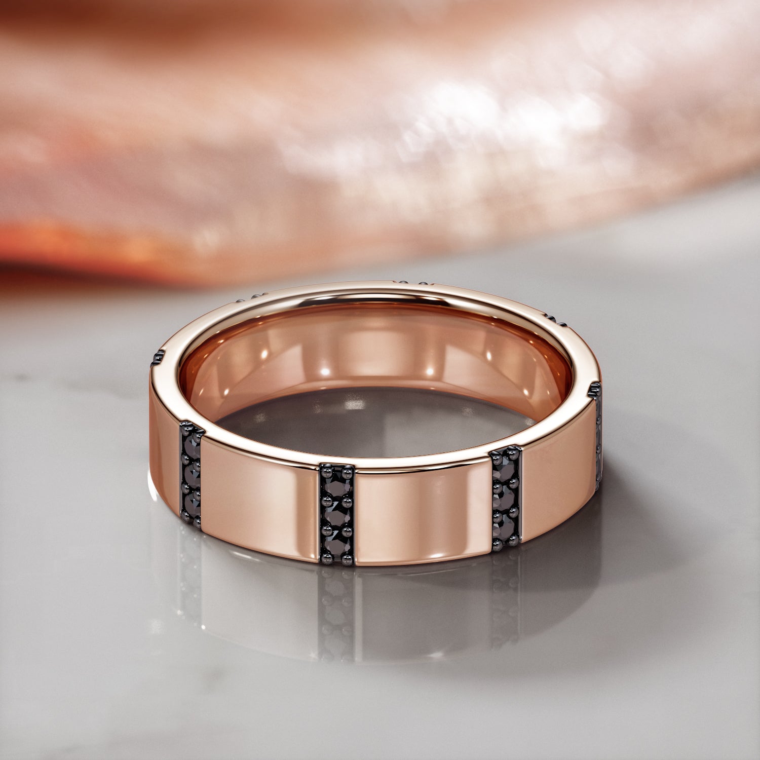Natural Black Diamond Wedding Ring For Him