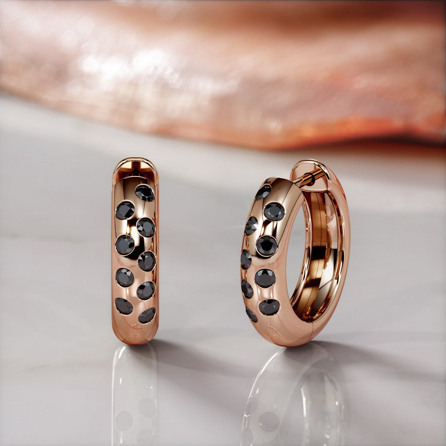 0.5 Carat Chuncky Natural Black Diamond Hoop Earrings