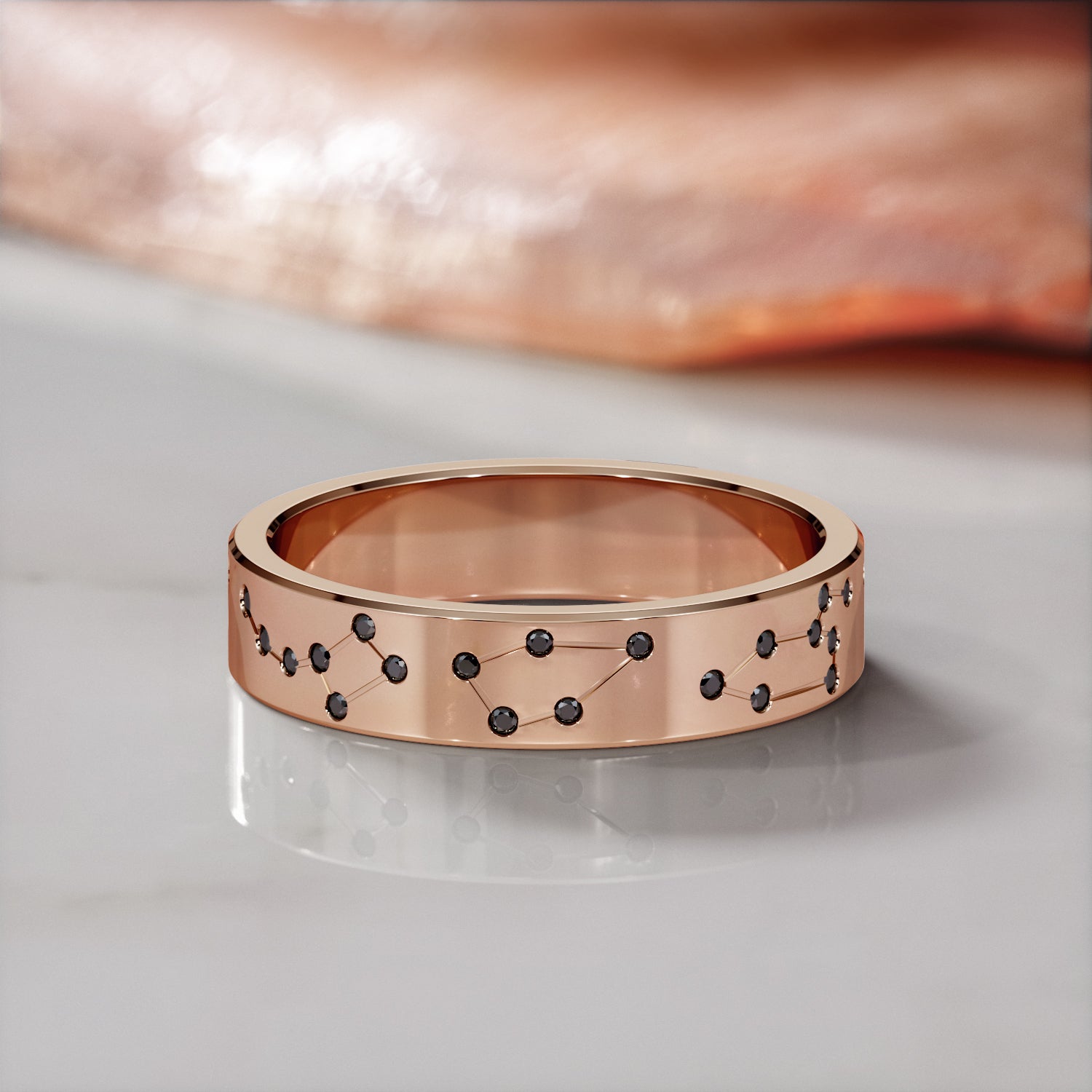 Celestial Natural Black Diamond Wedding Band For Him