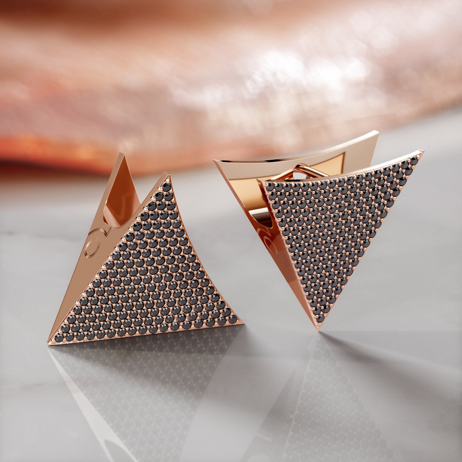 1 Carat Cone Natural Black Diamond Spike Earrings