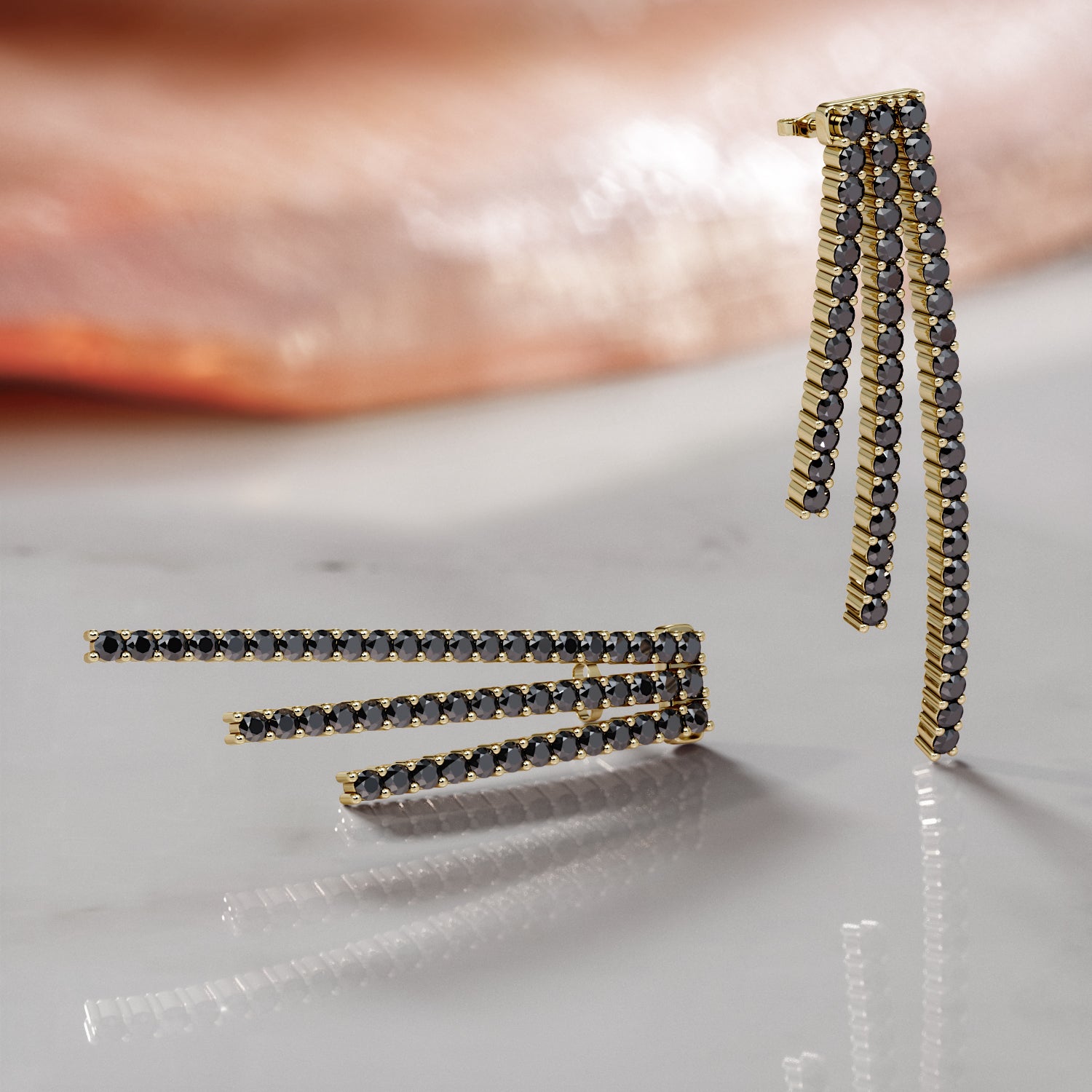 Dangle Natural Black Diamond Earring