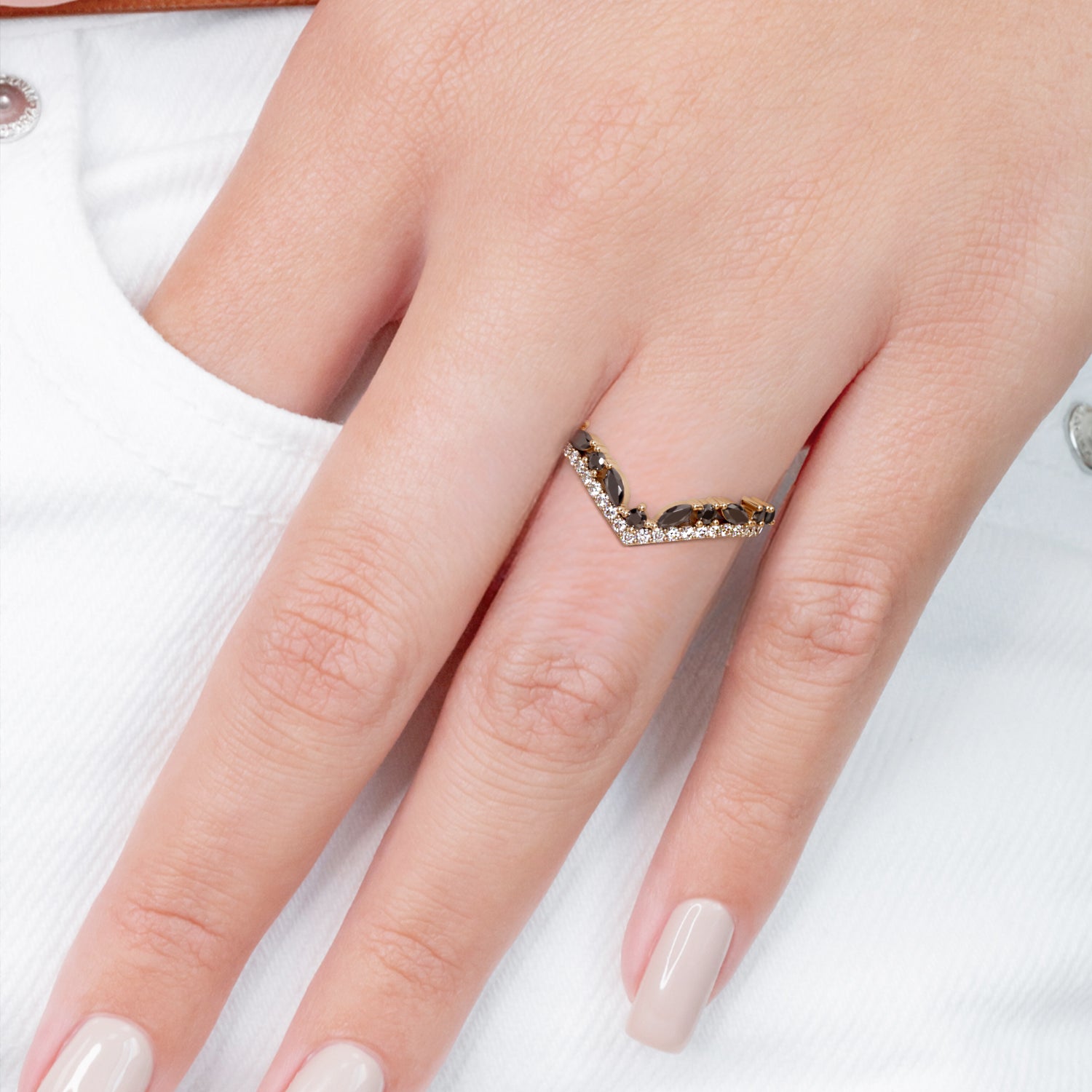 1.2 Carats Round & Marquise Black Diamond Wedding Band