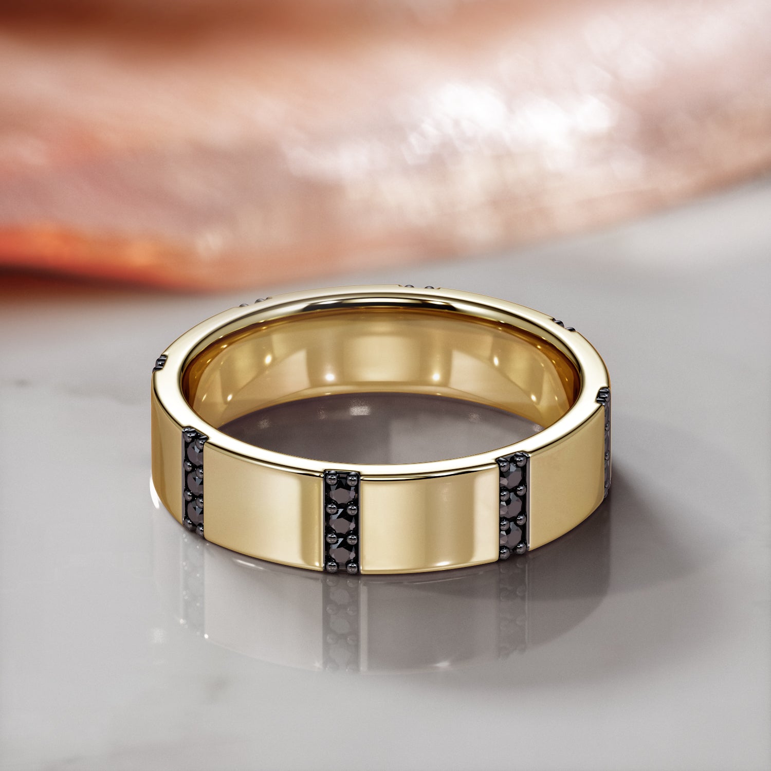 Natural Black Diamond Wedding Ring For Him