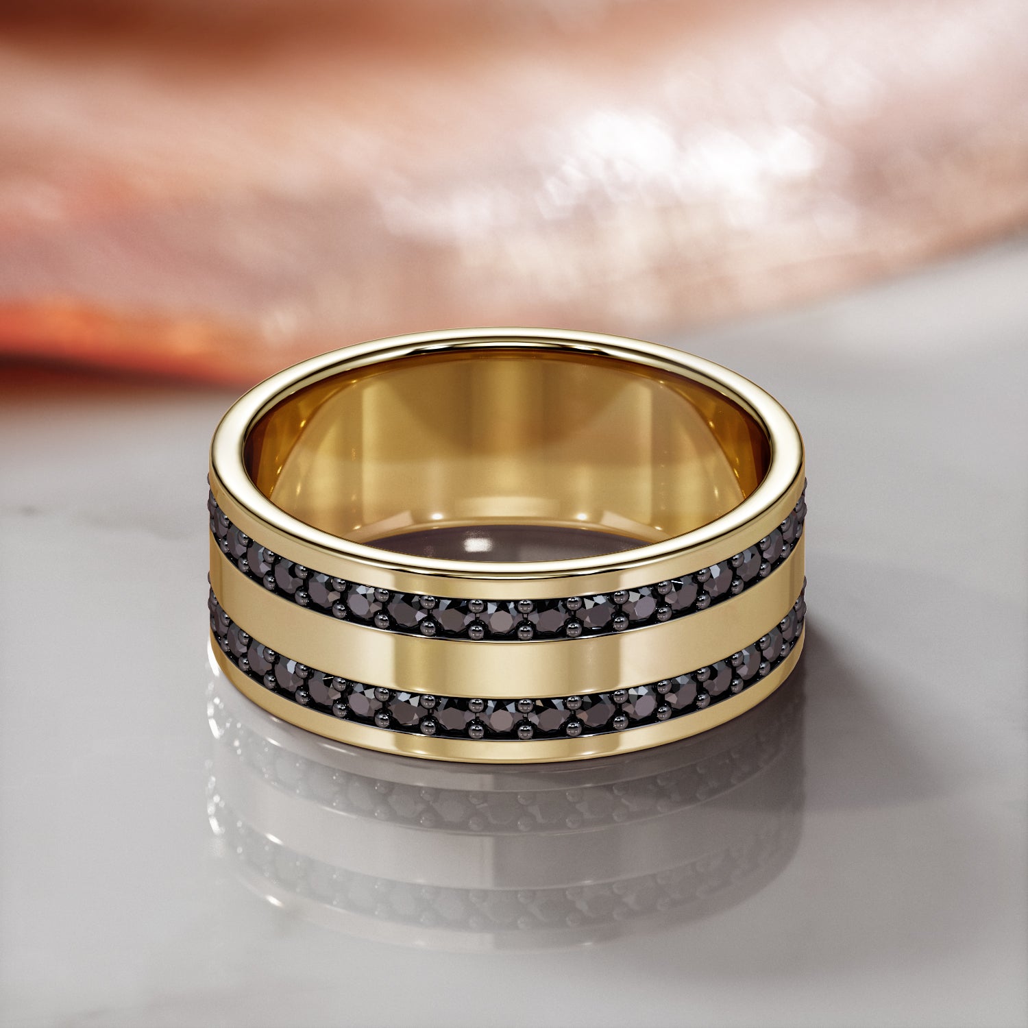 Natural Black Diamond Wedding Ring For Him