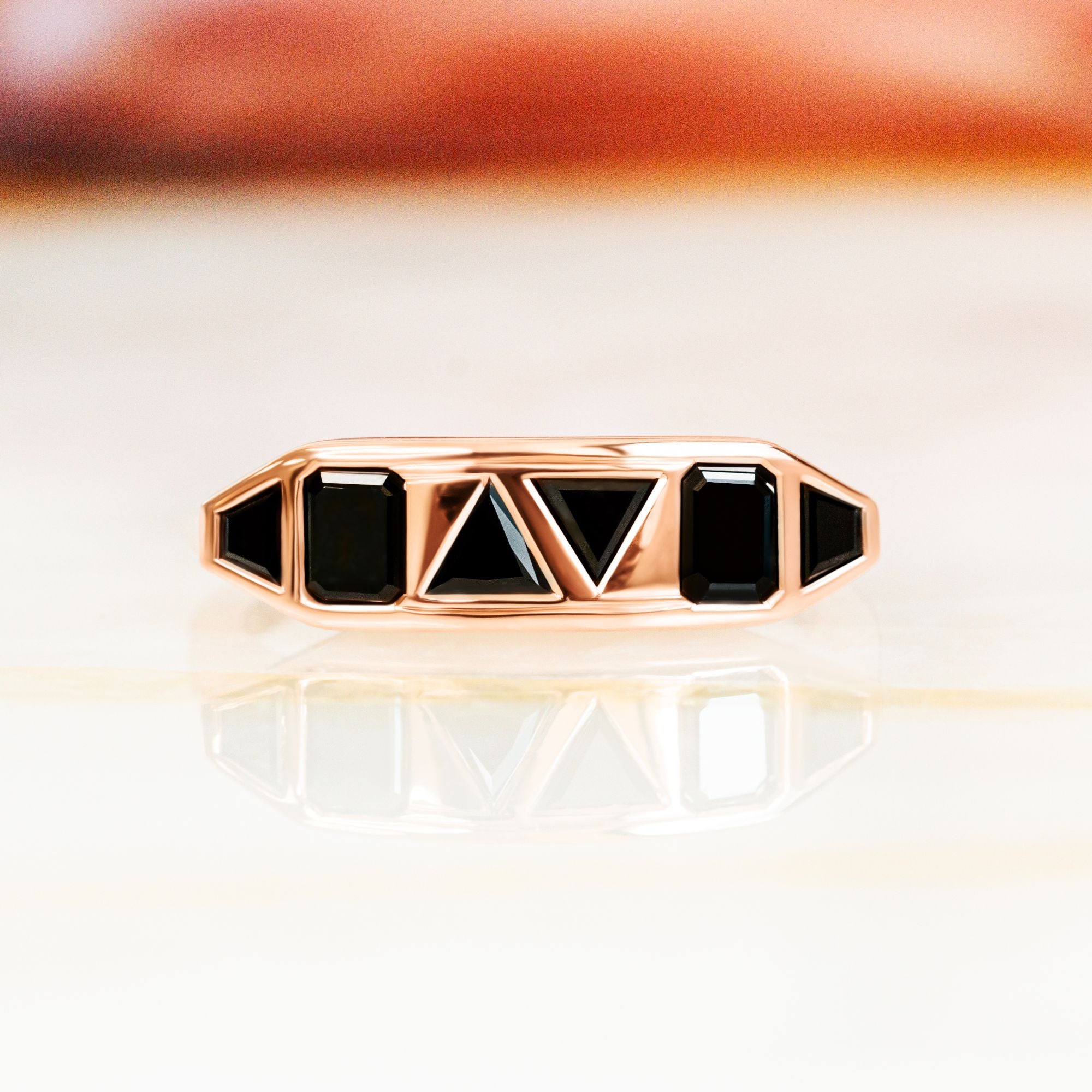 One of A Kind Natural Black Diamond Ring With Multi Cut Diamonds
