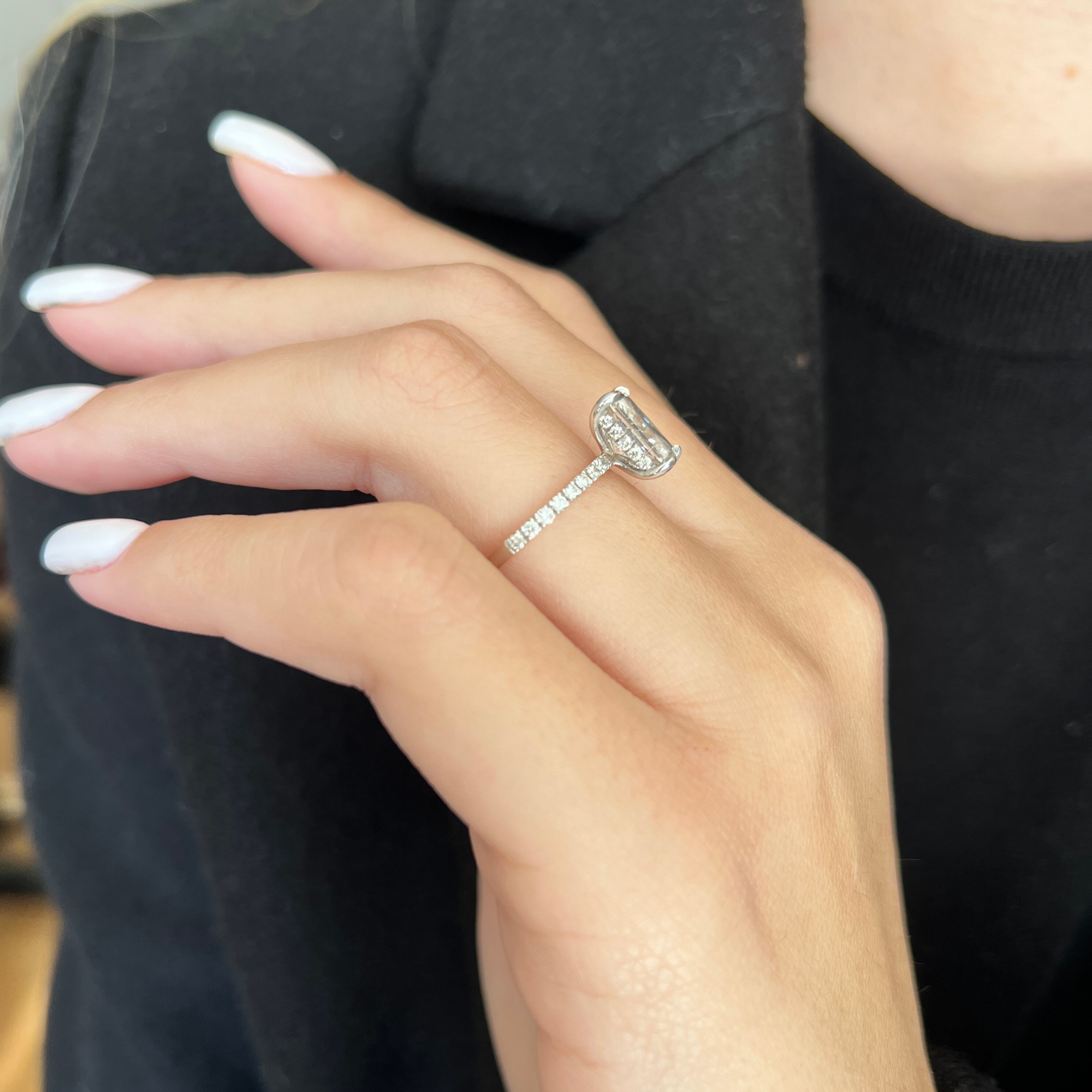 2 Carat Natural Radiant Cut Diamond Hidden Halo Engagement Ring