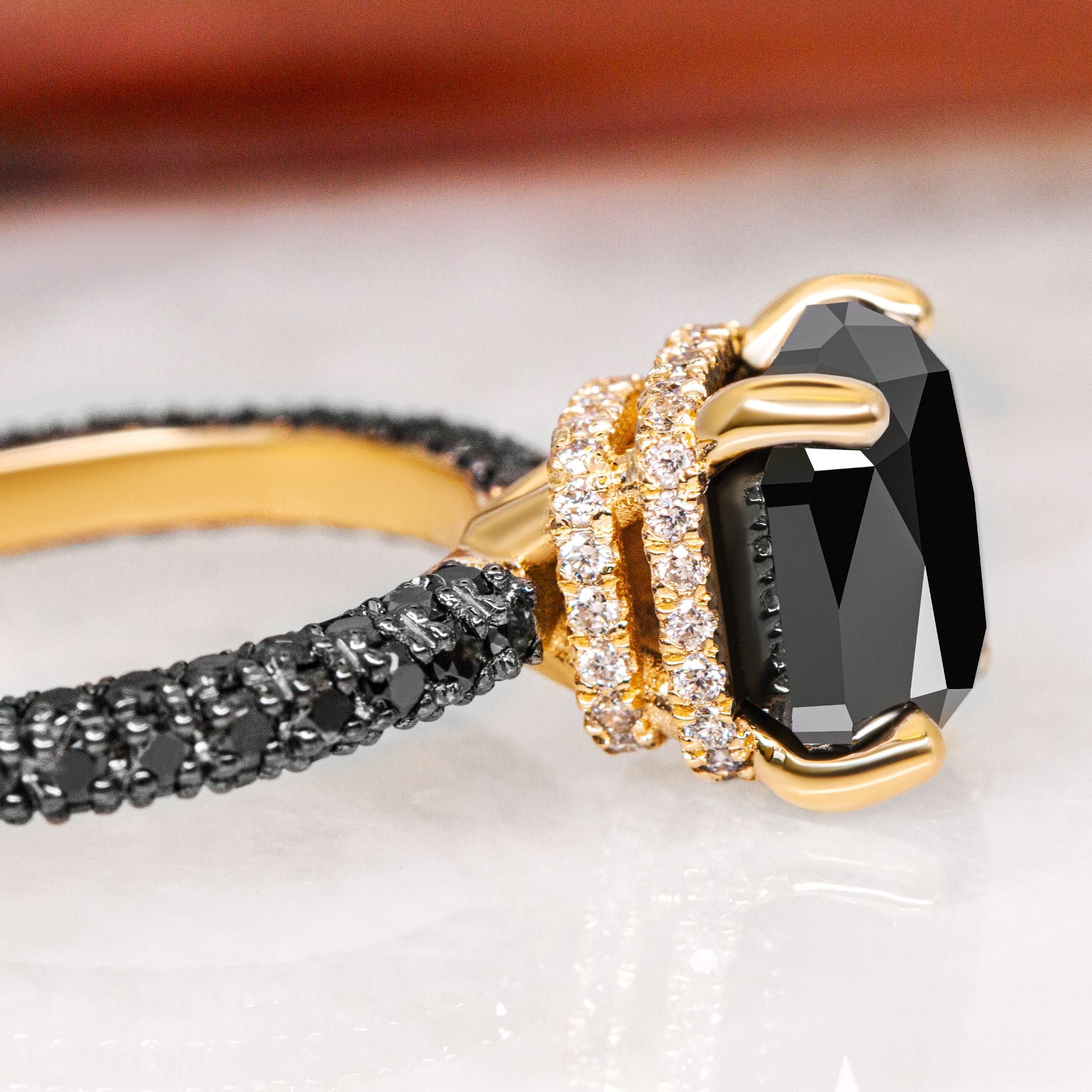 6.44 Carats Three-Sided Natural Black Diamond Cushion