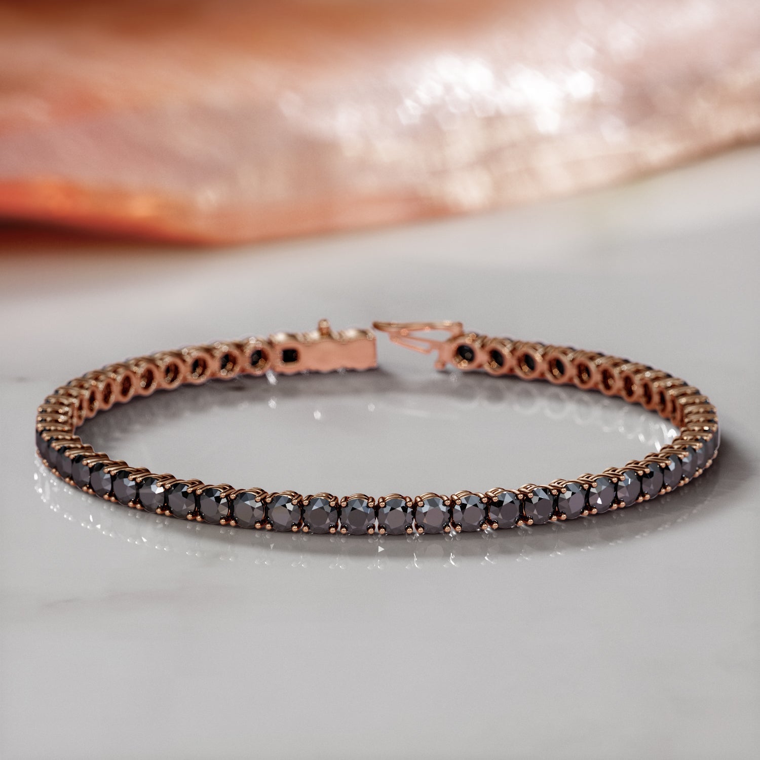 King Cobra- Tennis Bracelet Black Diamonds In White Gold
