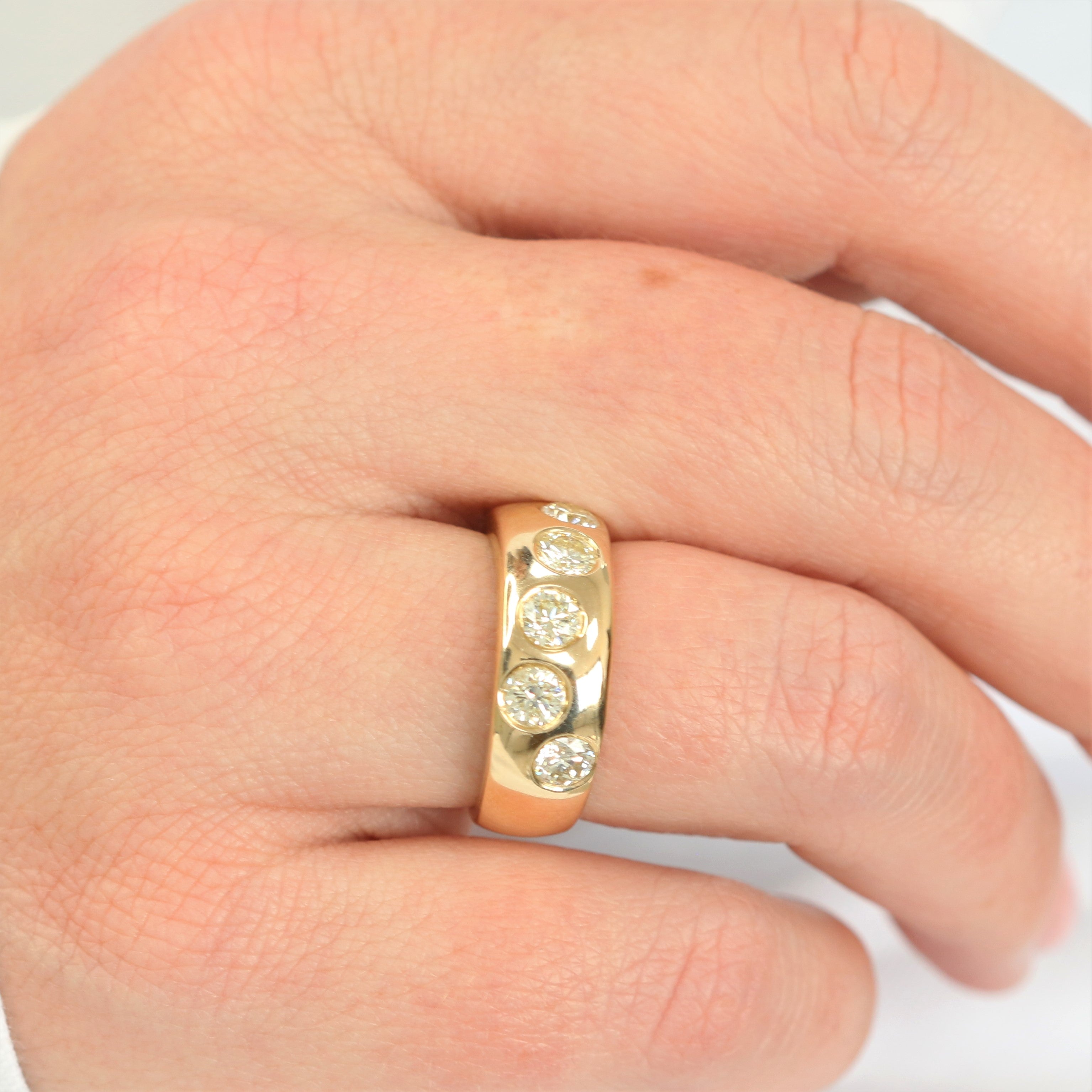 Chunky Natural Round cut Diamond Wedding Band