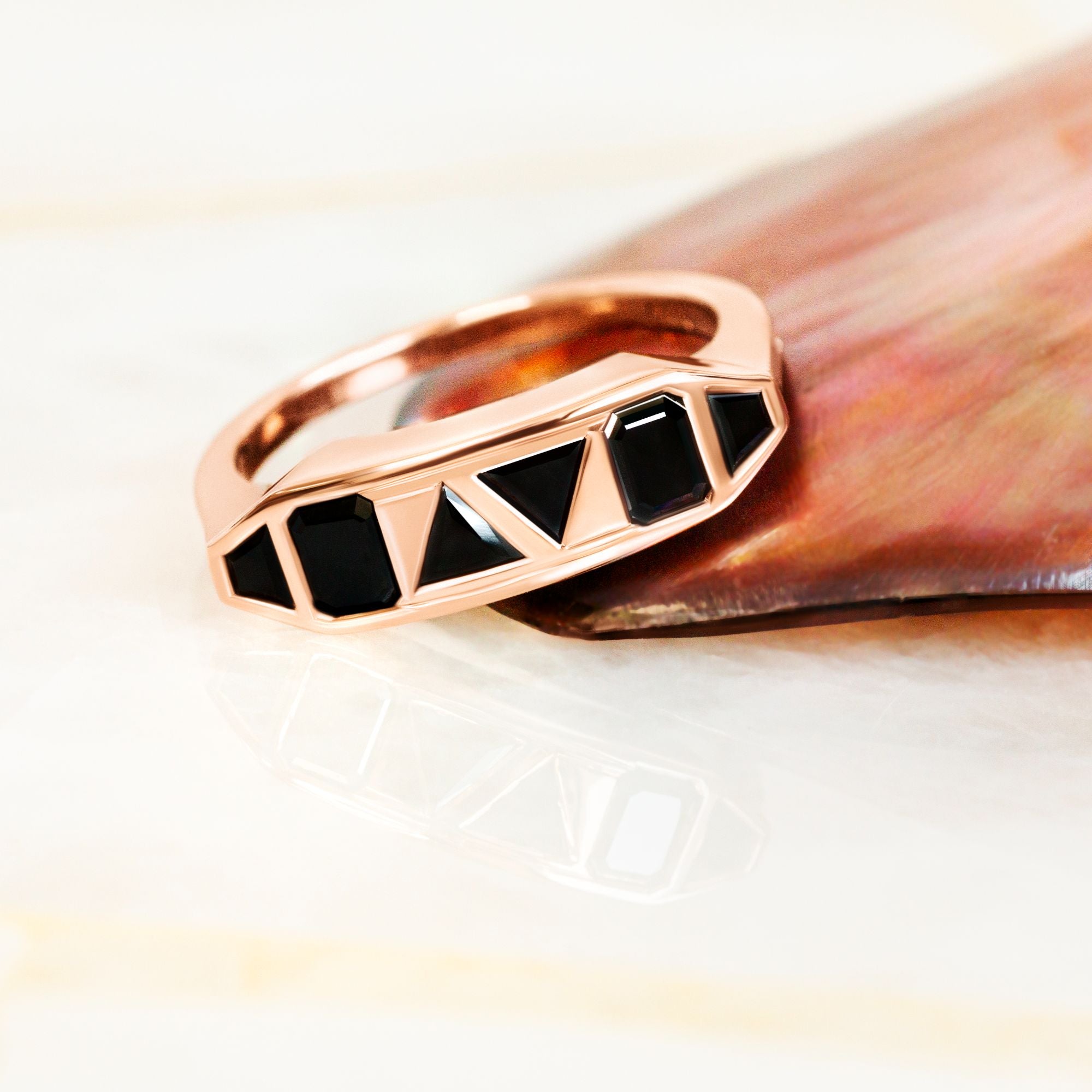 One of A Kind Natural Black Diamond Ring With Multi Cut Diamonds