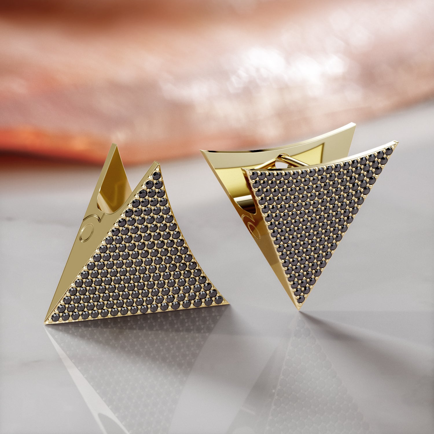 1 Carat Cone Natural Black Diamond Spike Earrings