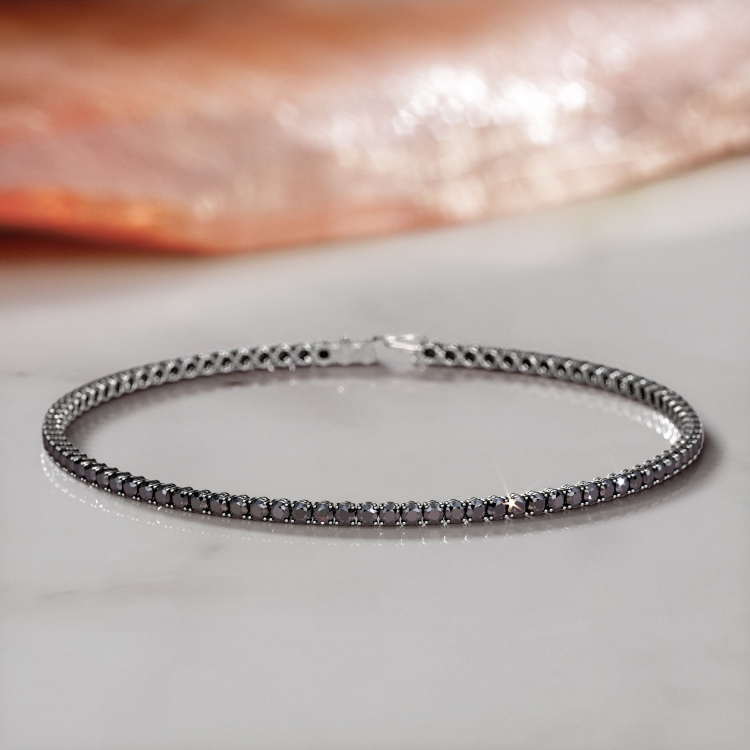 King Cobra- Black Diamonds Tennis Bracelet in Yellow Gold