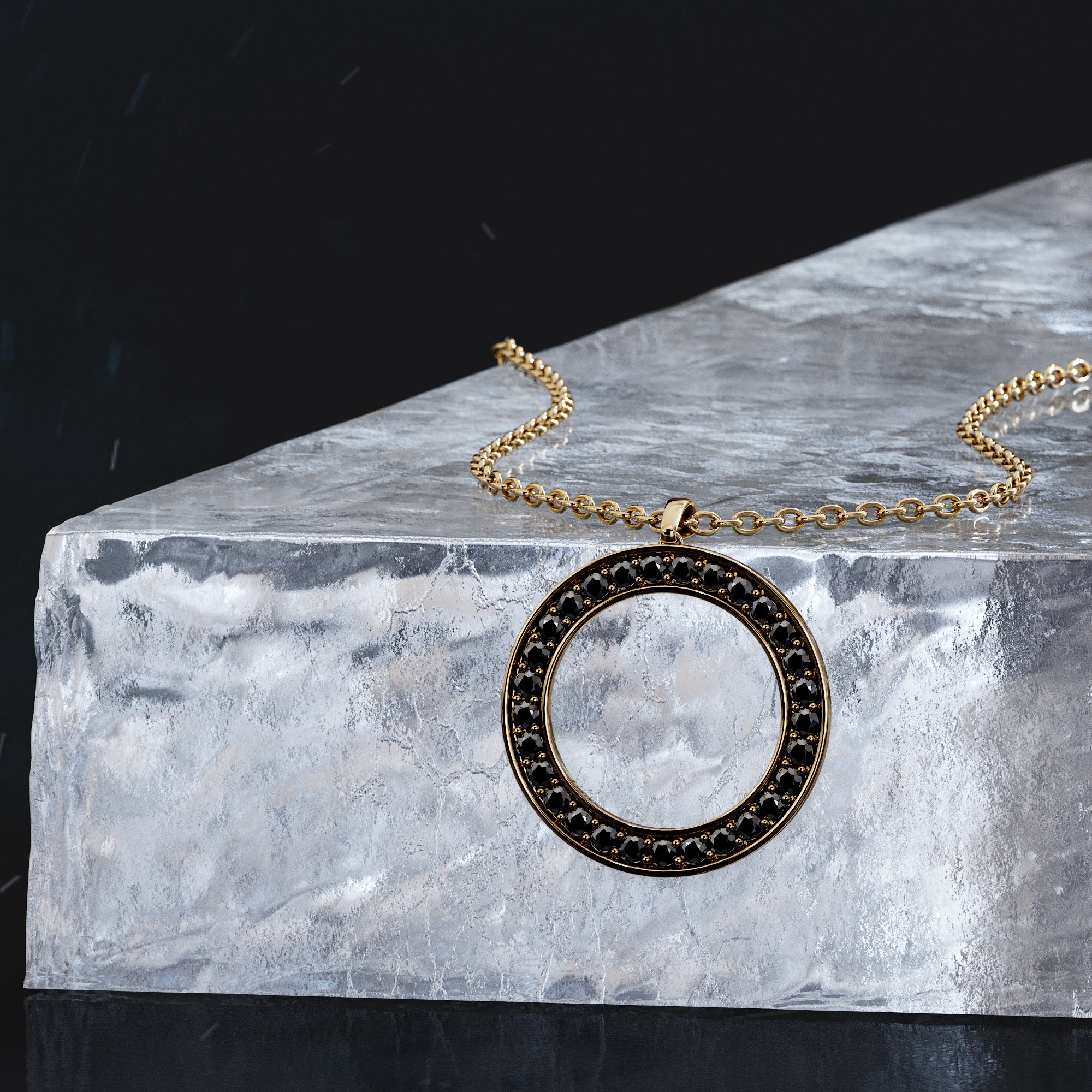 Karma Natural Black Diamond Alternative Pendant with a Necklace