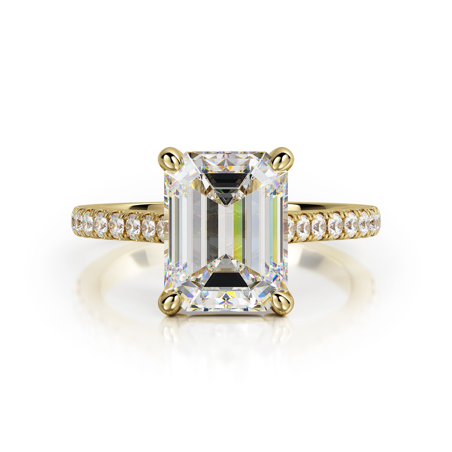 Accent Diamonds Natural Emerald Cut Diamond Engagement Ring