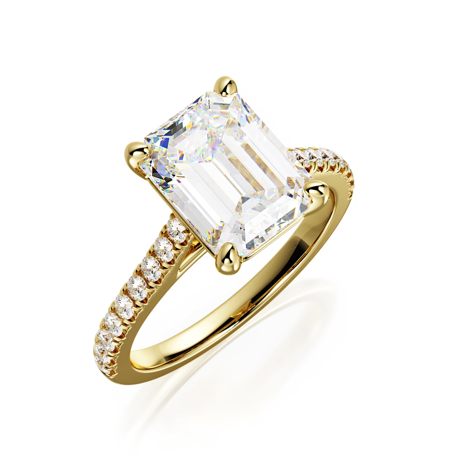 Accent Diamonds Natural Emerald Cut Diamond Engagement Ring