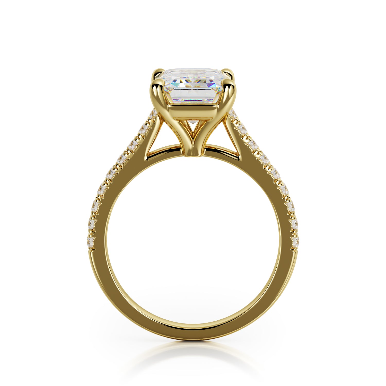 Accent Diamonds Natural Emerald Cut Diamond Engagement Ring