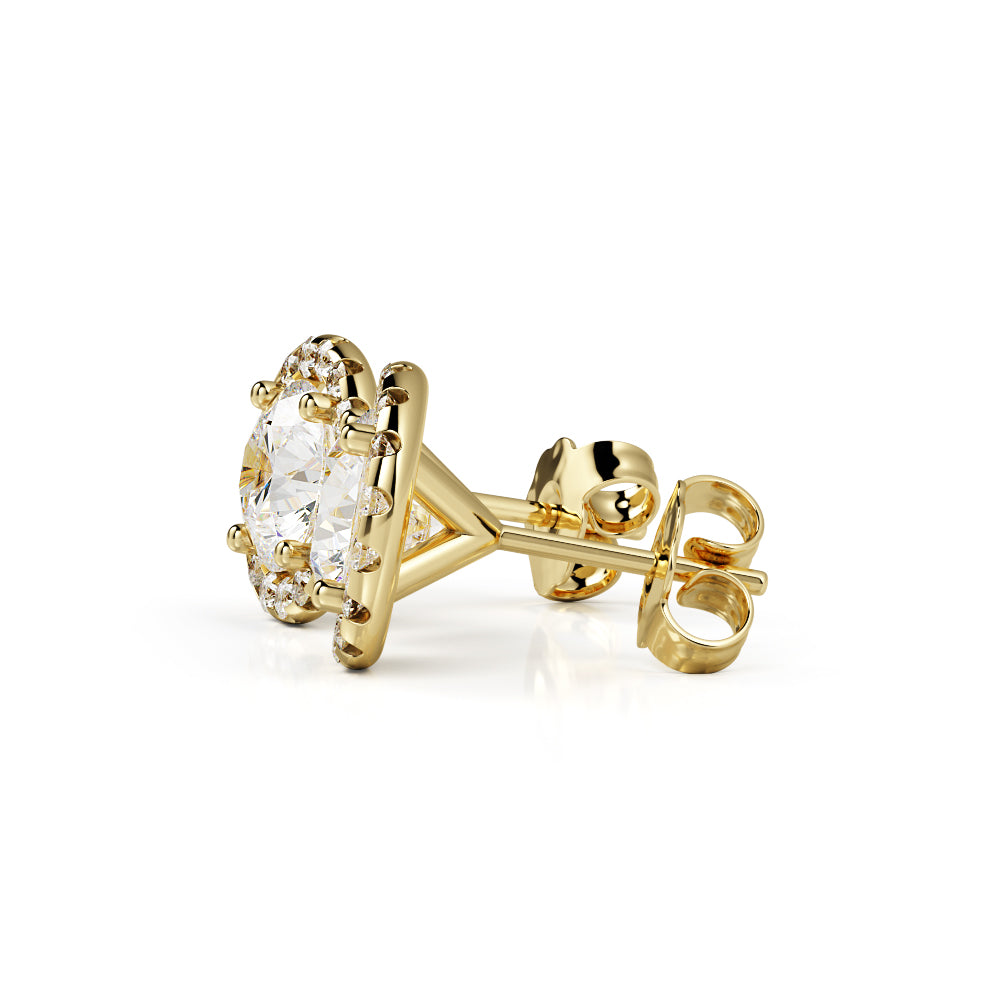 Amber Glow -Halo Earrings 2 Natural Diamonds in White Gold