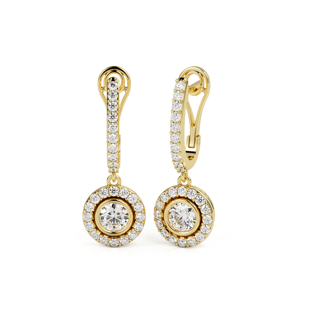 Halo Lever Back Earrings 1 Natural Diamonds in White Gold