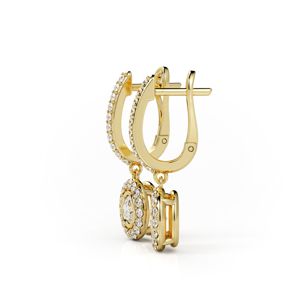 Halo Lever Back Earrings 1 Natural Diamonds in White Gold
