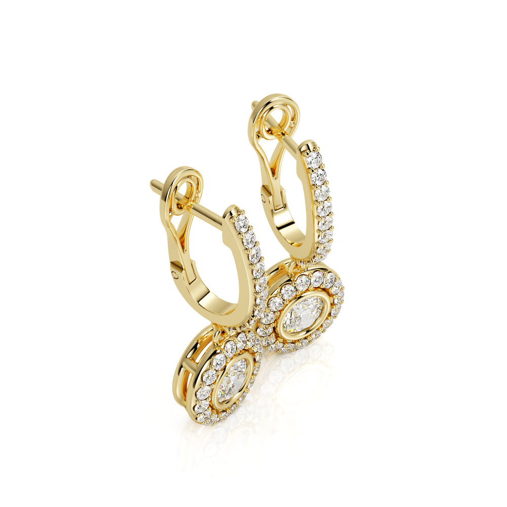 Halo Lever Back Earrings 1 Natural Diamonds in White Gold
