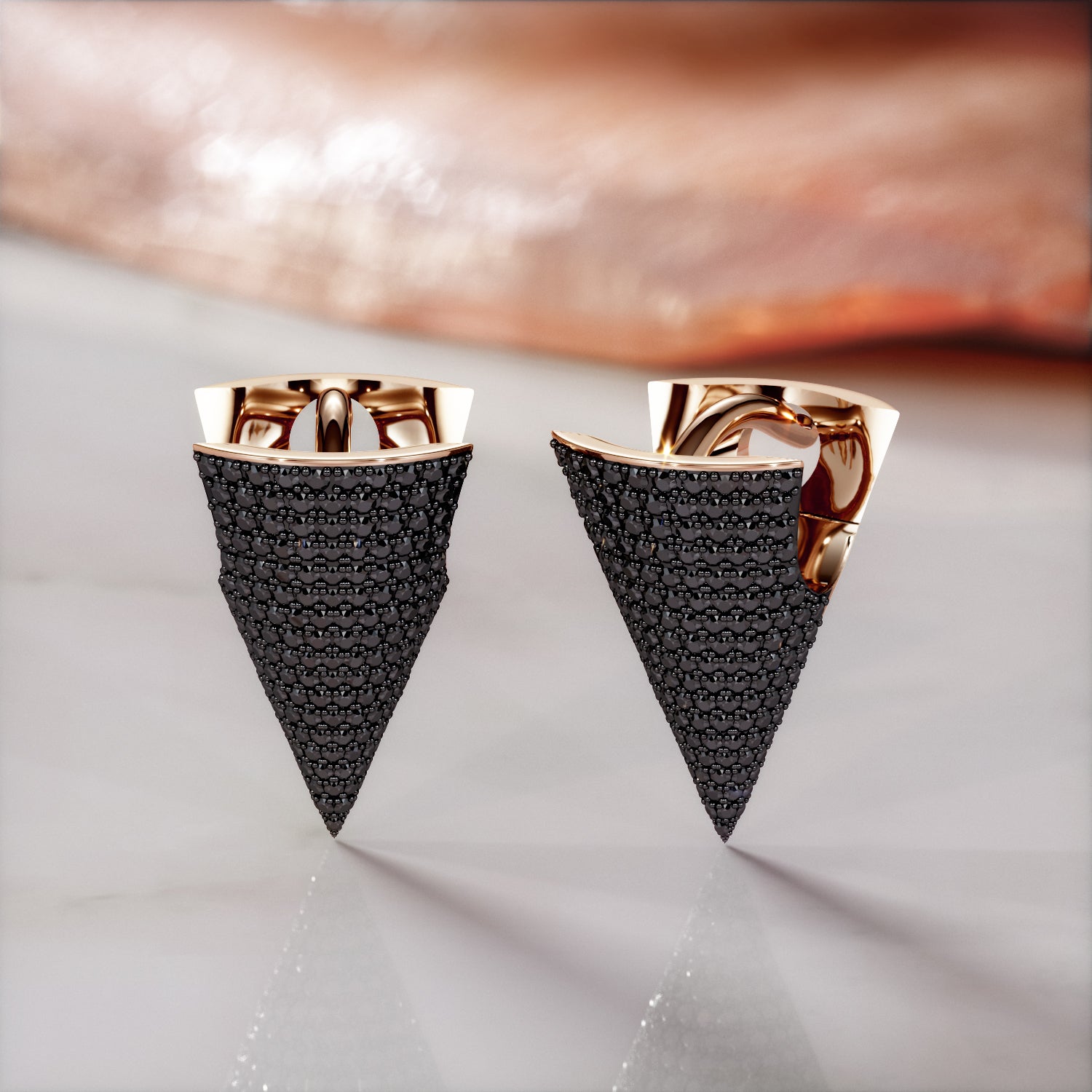 1.5 Carat Cone Natural Black Diamond Lever Back Earrings