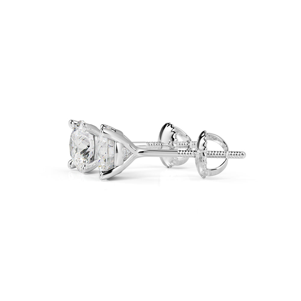 Classic Martini Stud Solitaire Earrings Natural Diamonds in 14K Gold