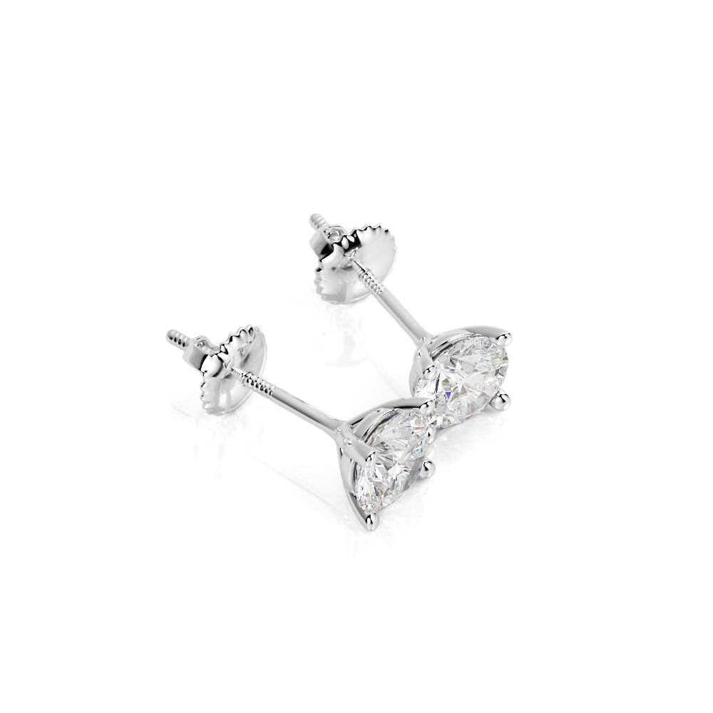 Classic Martini Stud Solitaire Earrings Natural Diamonds in 14K Gold