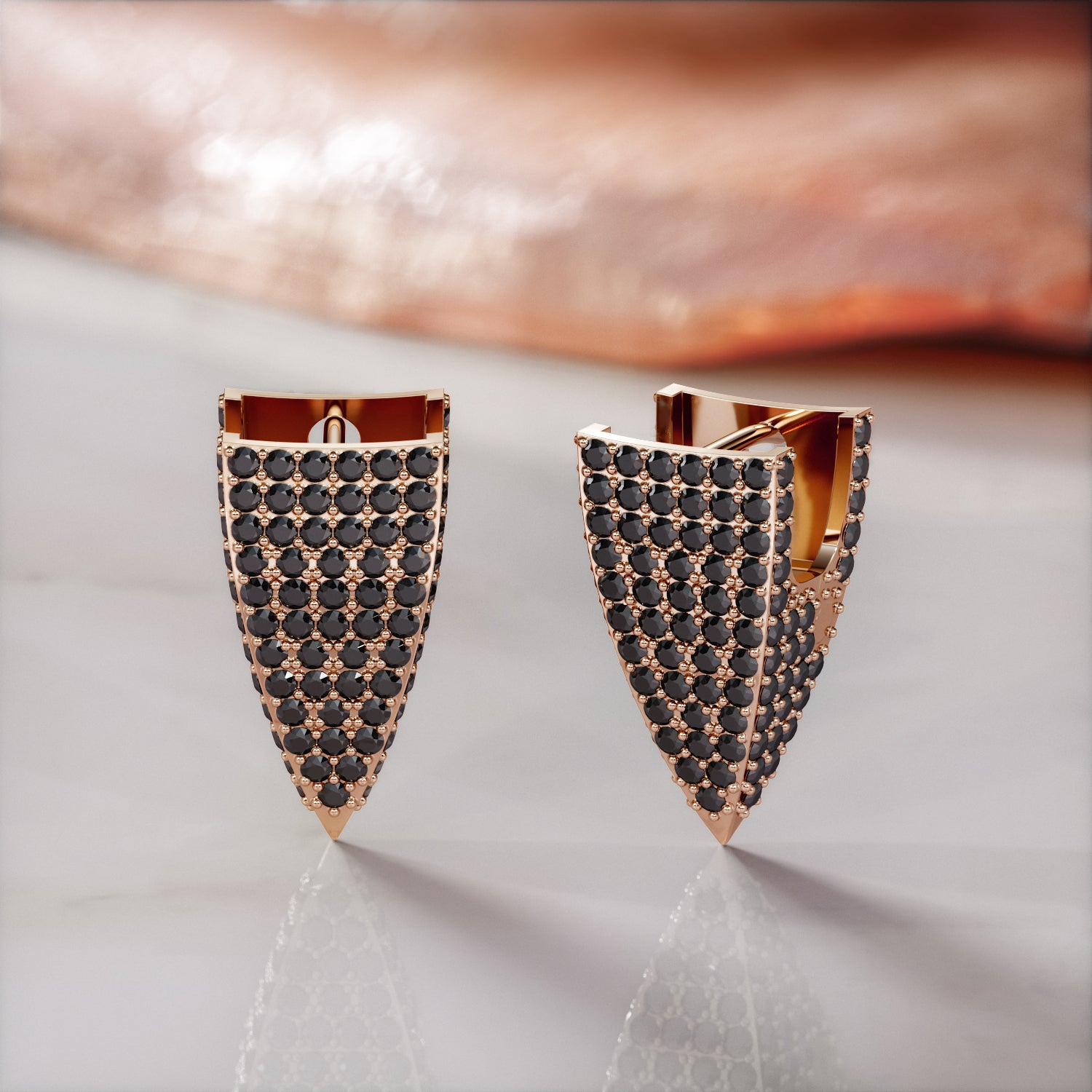 1.64 Carats Black Diamond Spikey Single Lever Back Earring
