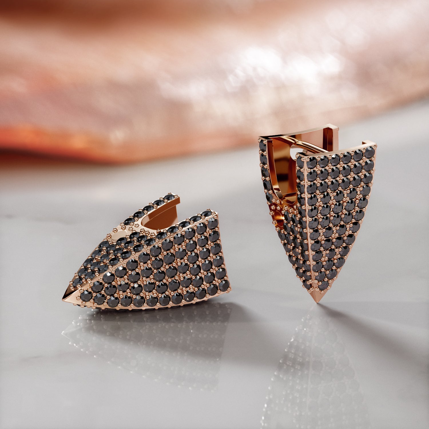 1.64 Carats Black Diamond Spikey Single Lever Back Earring
