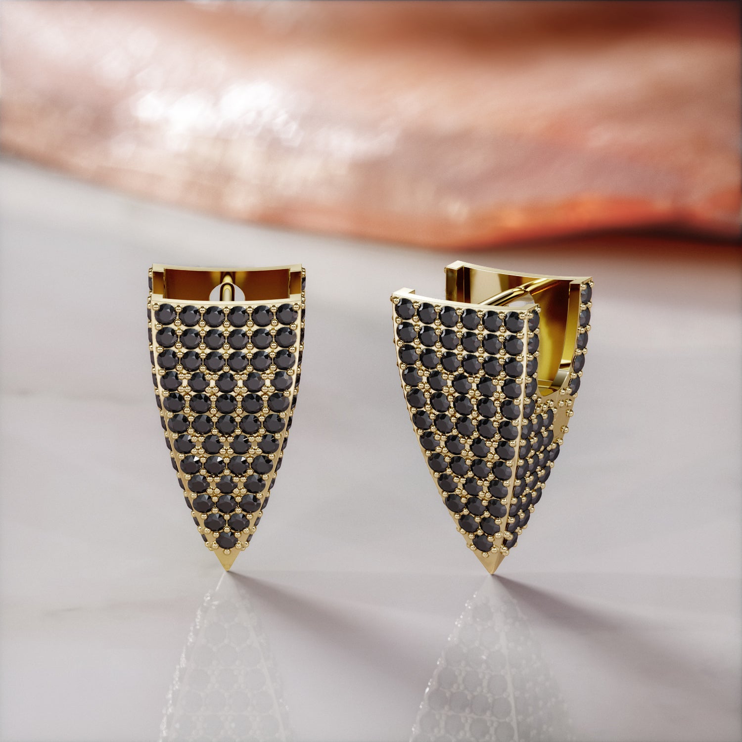 1.64 Carats Black Diamond Spikey Single Lever Back Earring