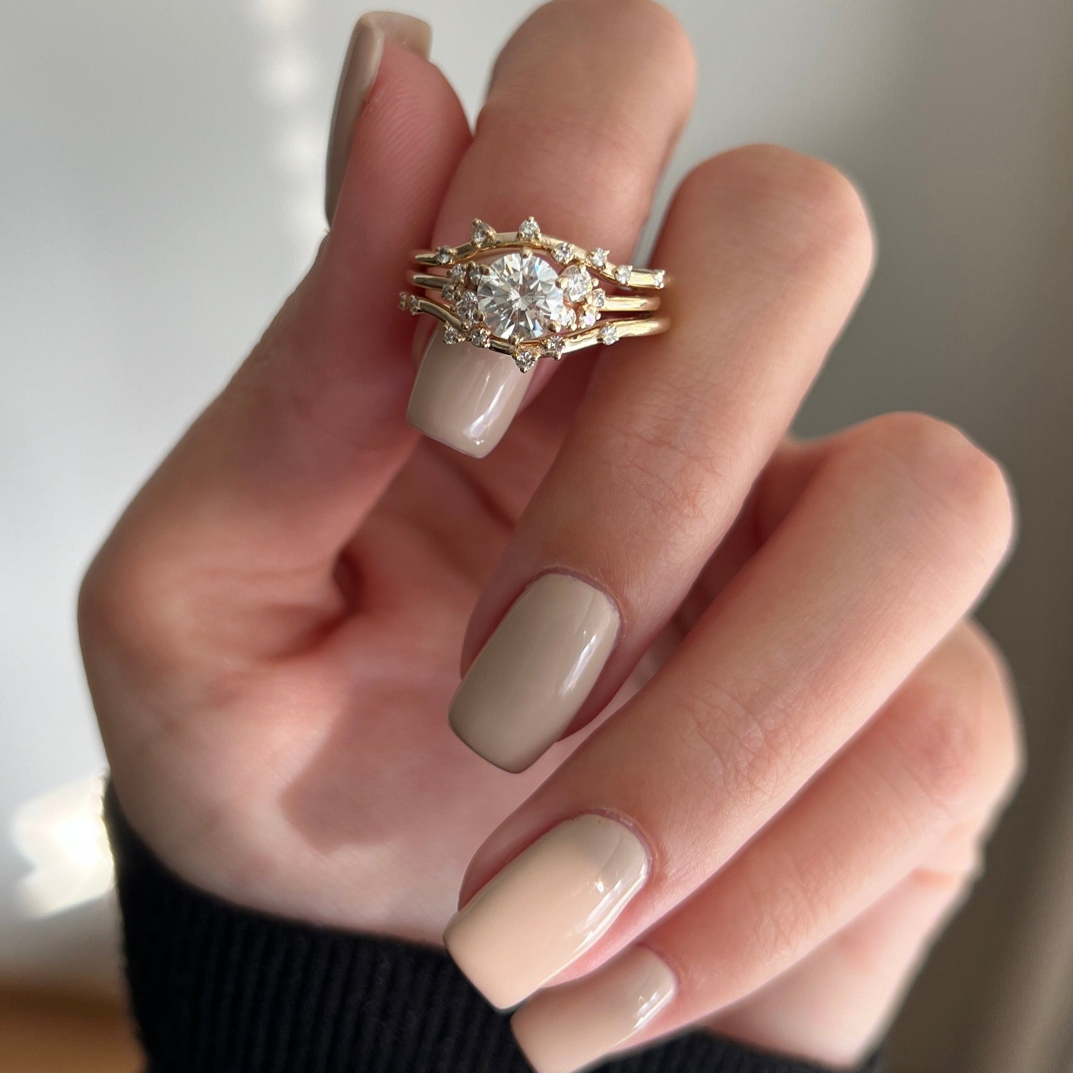 Double Band Natural Round cut Diamond Wedding Band