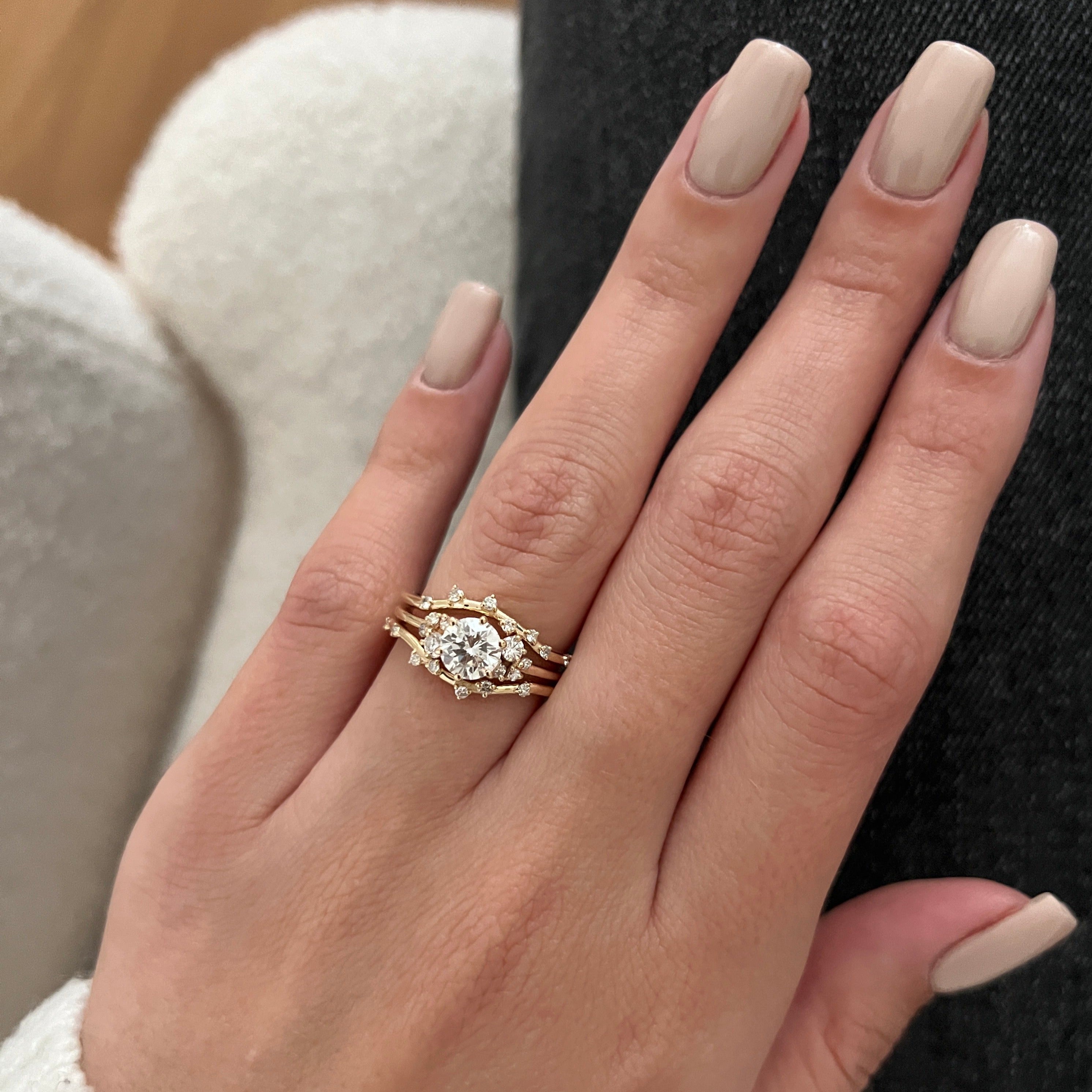 Double Band Natural Round cut Diamond Wedding Band