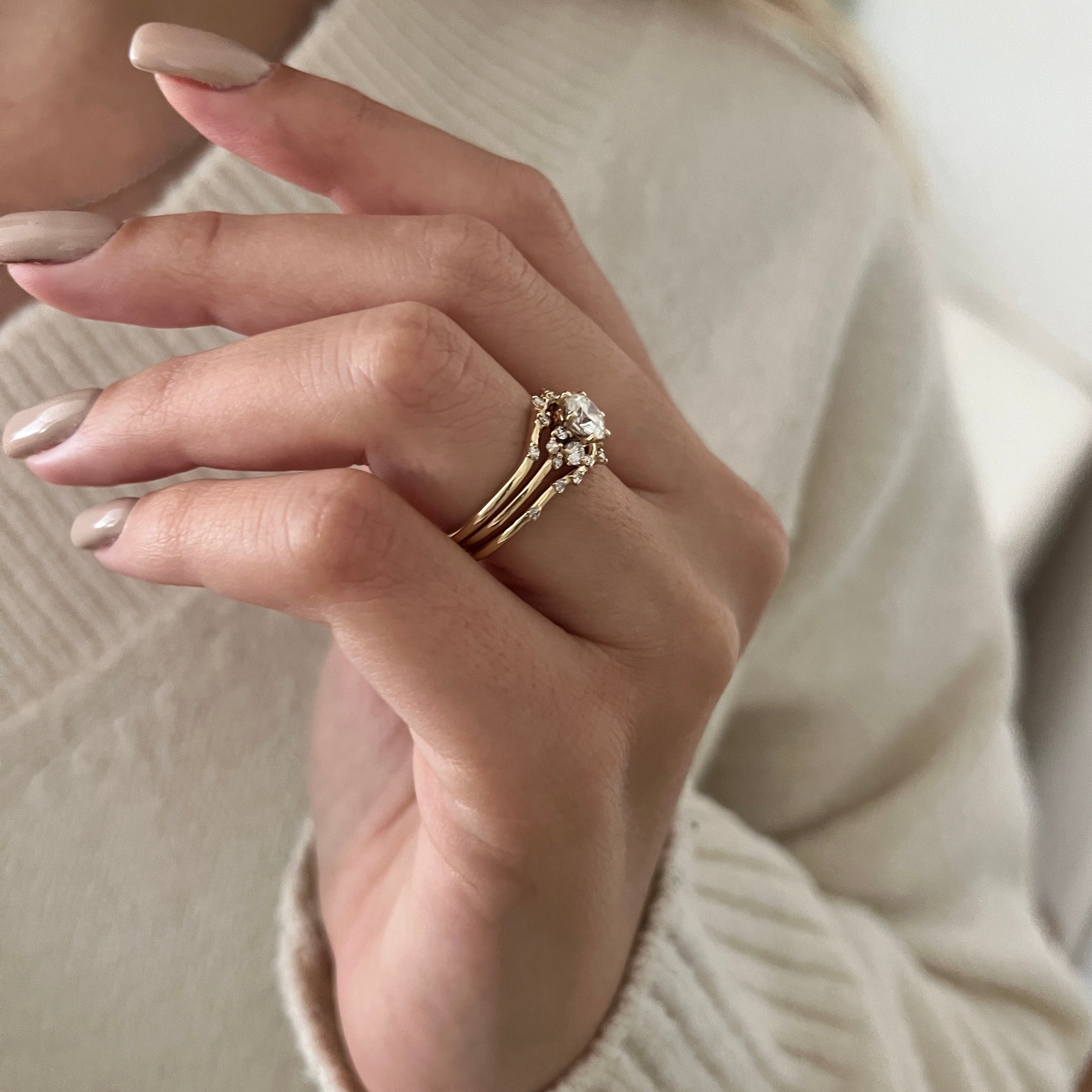 Double Band Natural Round cut Diamond Wedding Band