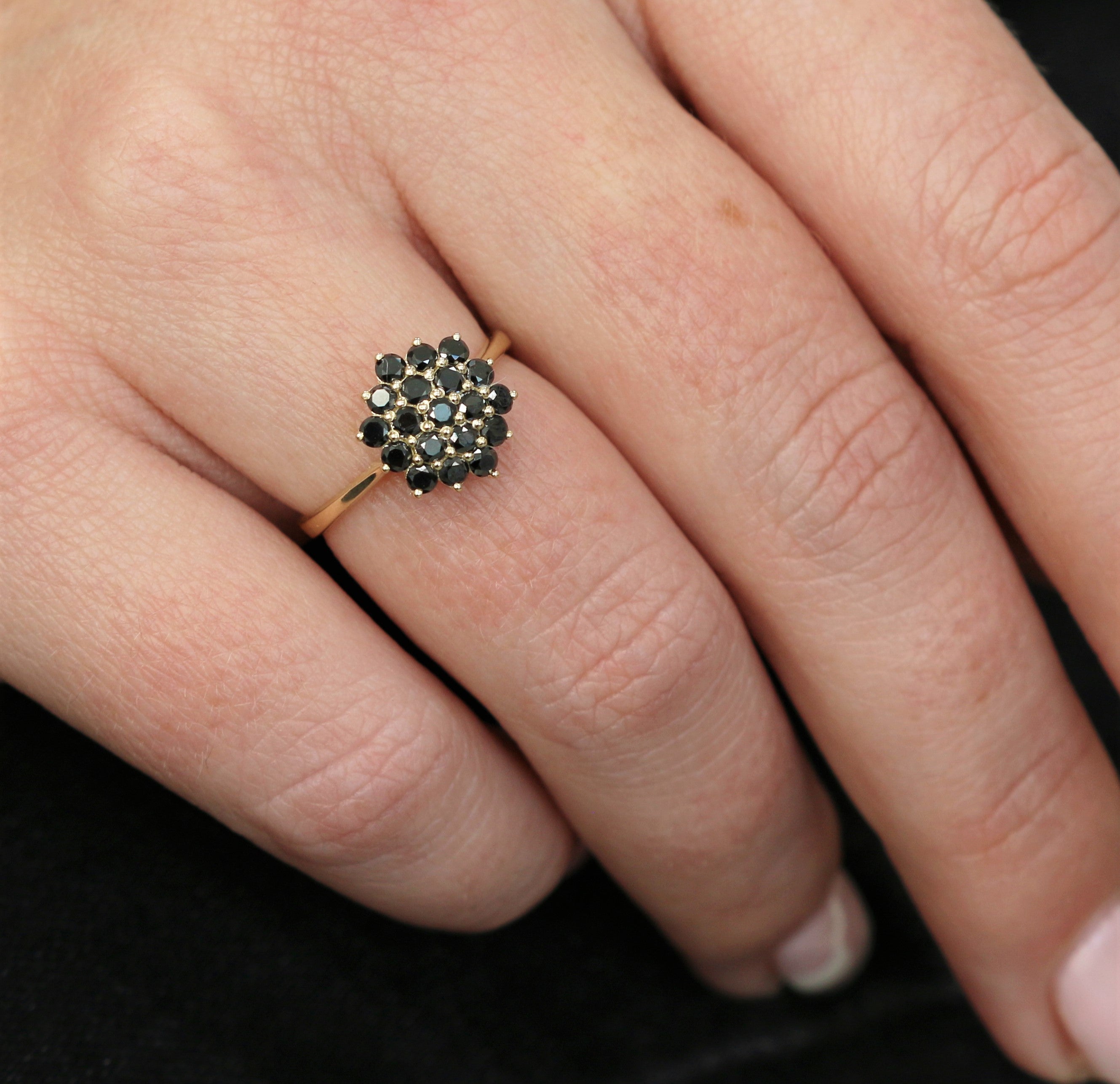 Draco - Cluster Natural Black Diamond Ring
