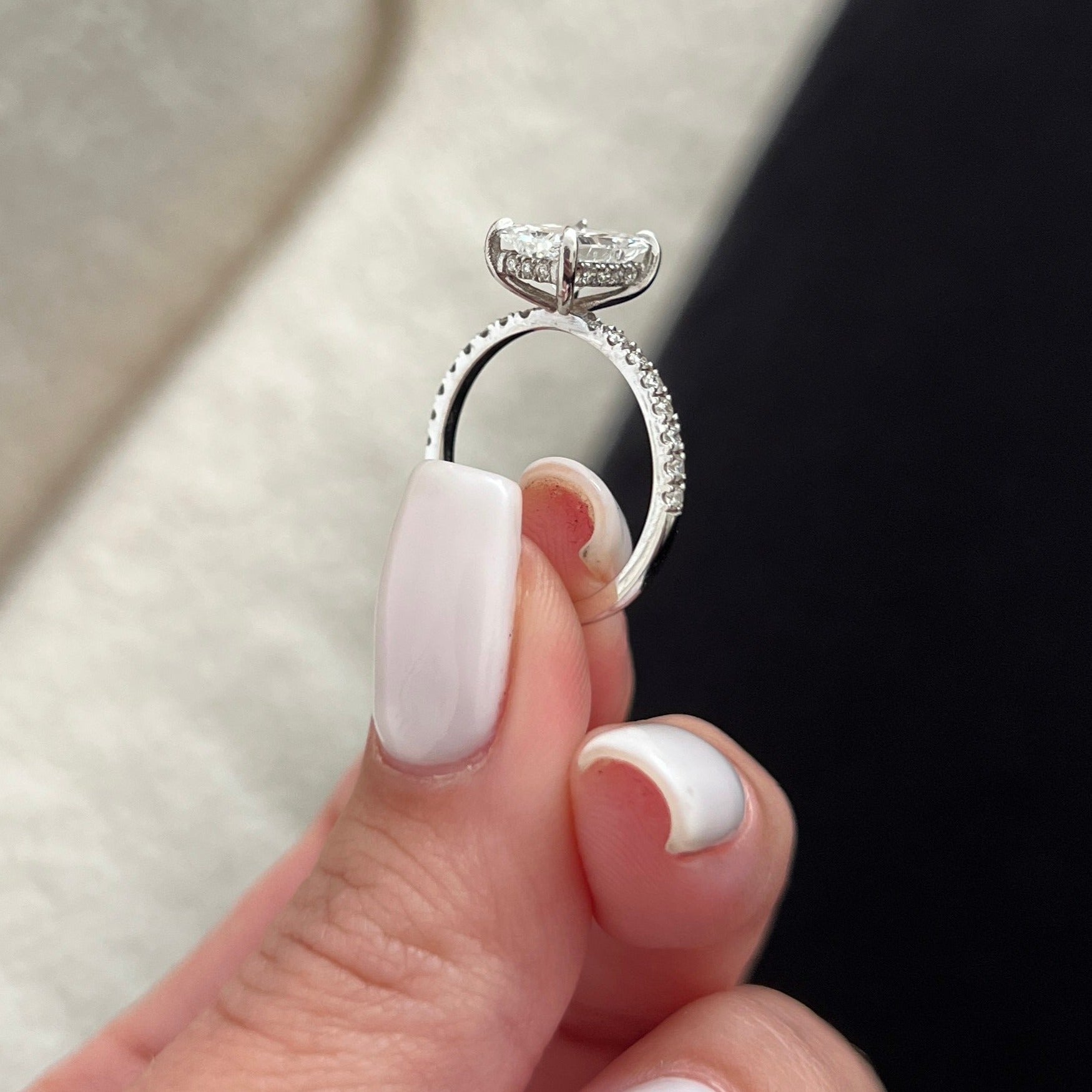 2 Carat Natural Radiant Cut Diamond Hidden Halo Engagement Ring