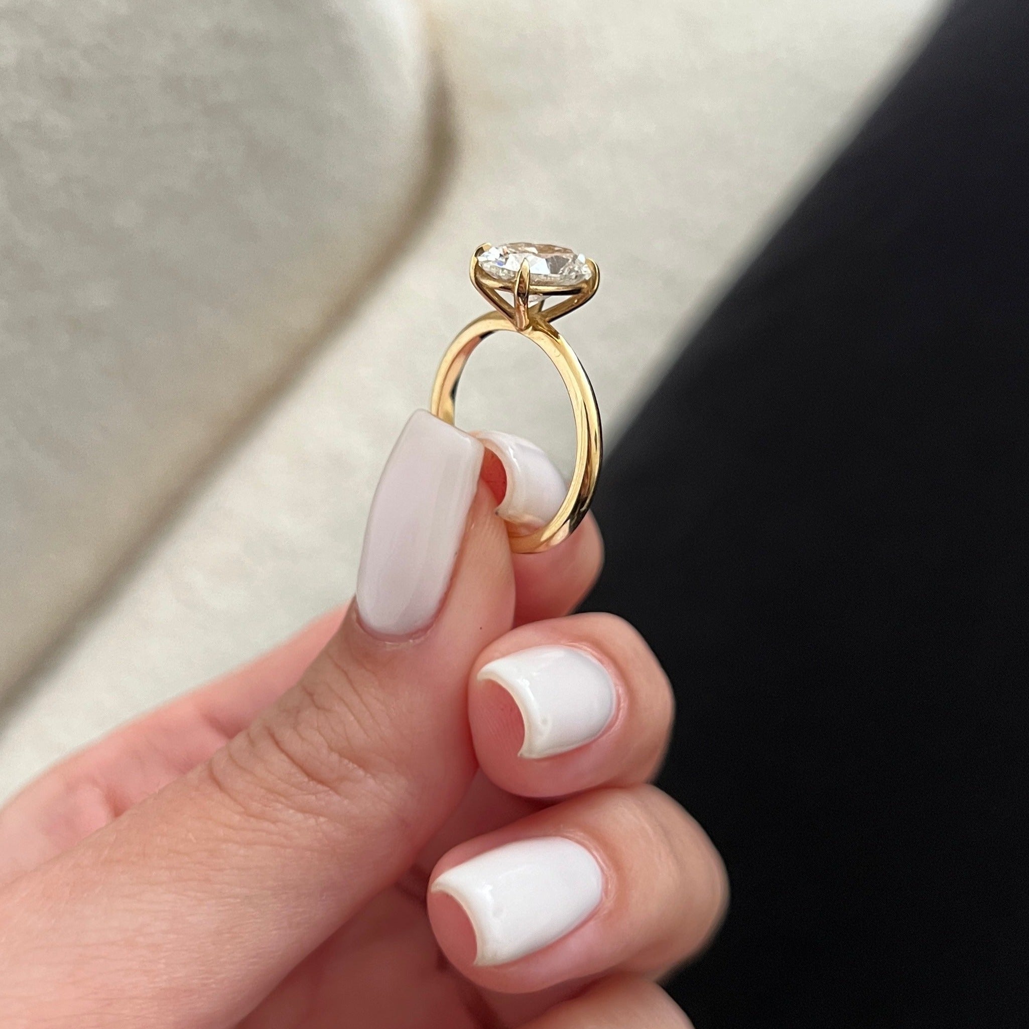 Claw Prongs 2- Carat Natural Oval  Diamond Engagement Ring