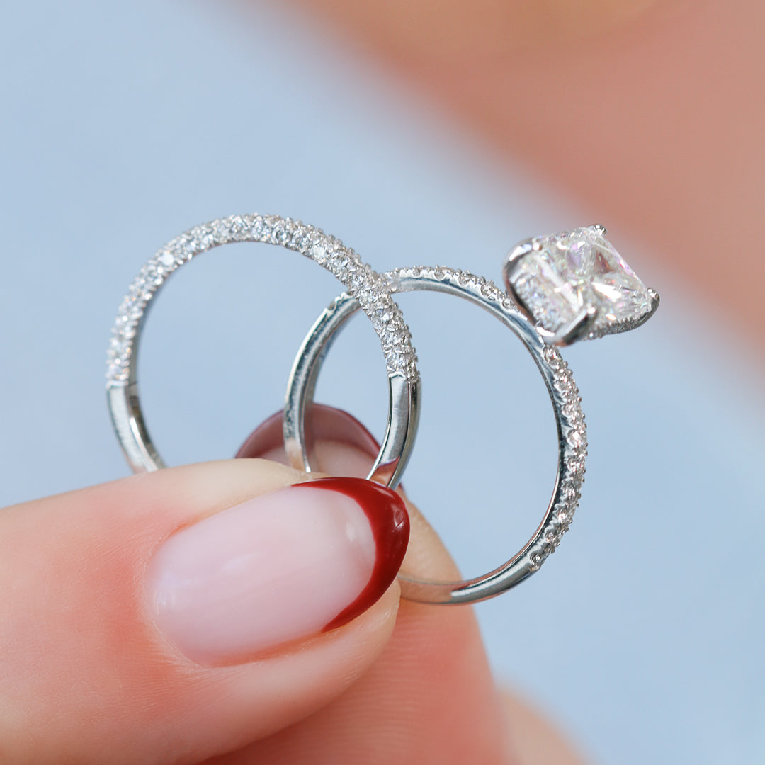 2 Carat Natural Radiant Cut Diamond Hidden Halo Engagement Ring