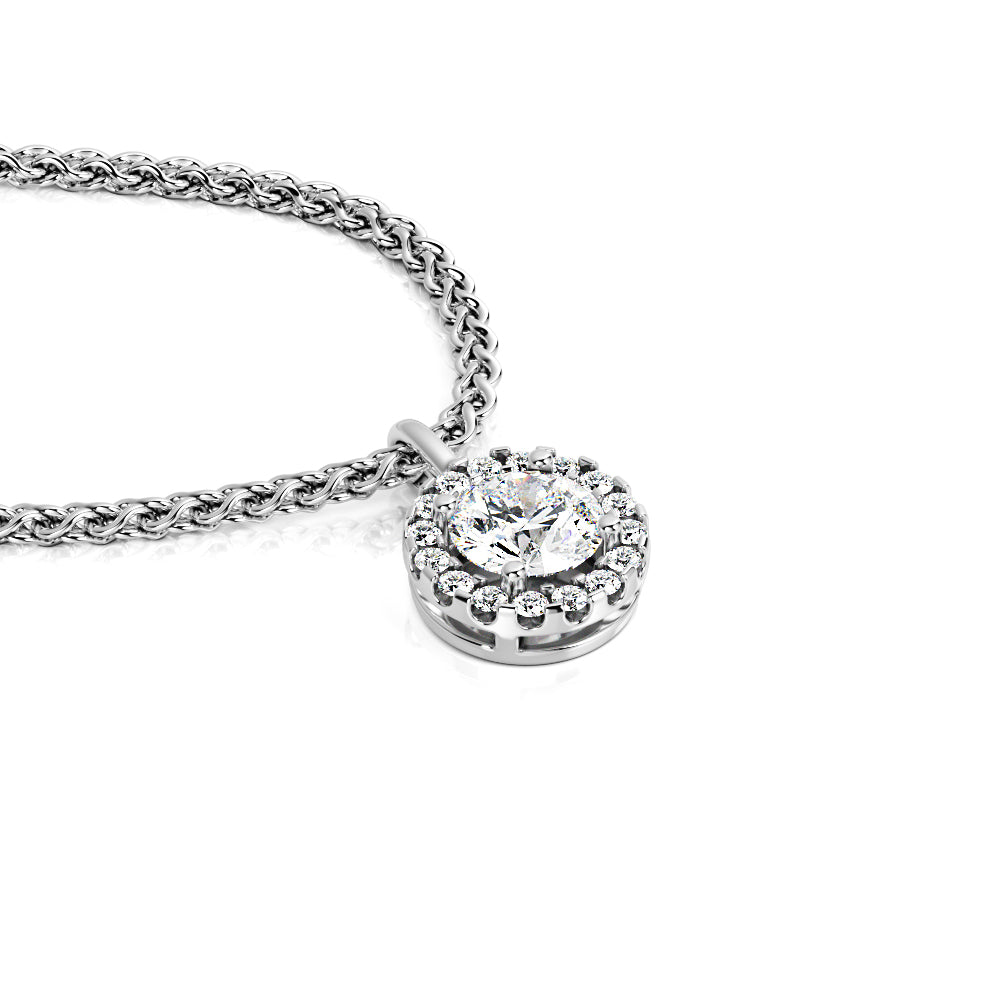Light Pillar - Natural Diamond Halo Pendant with a Yellow Necklace