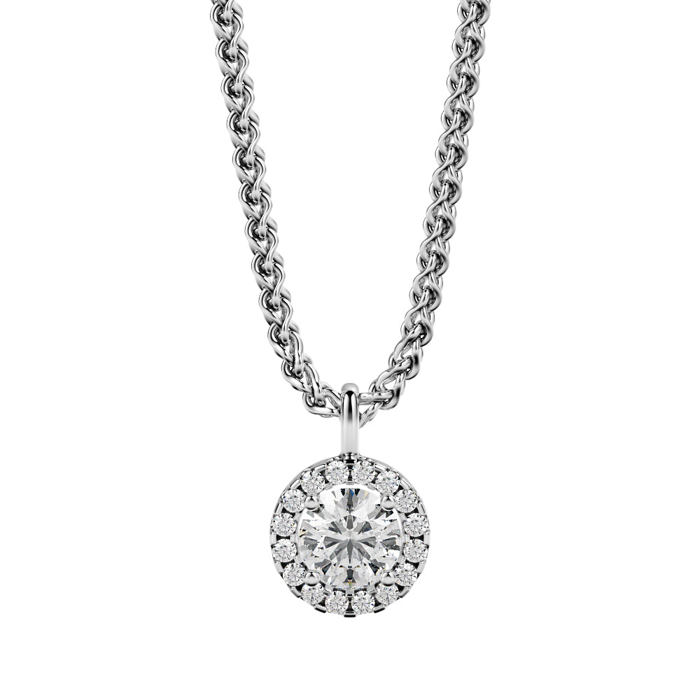 Light Pillar - Natural Diamond Halo Pendant with a Yellow Necklace