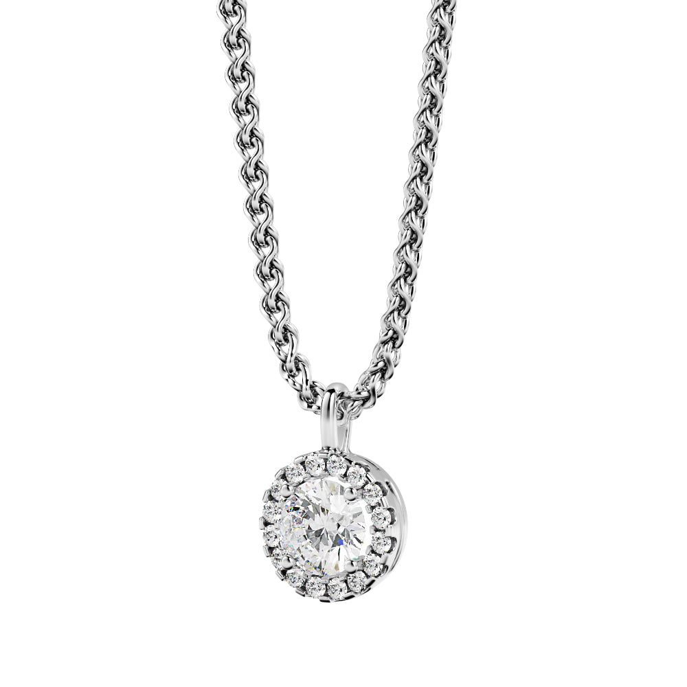 Light Pillar - Natural Diamond Halo Pendant with a Yellow Necklace