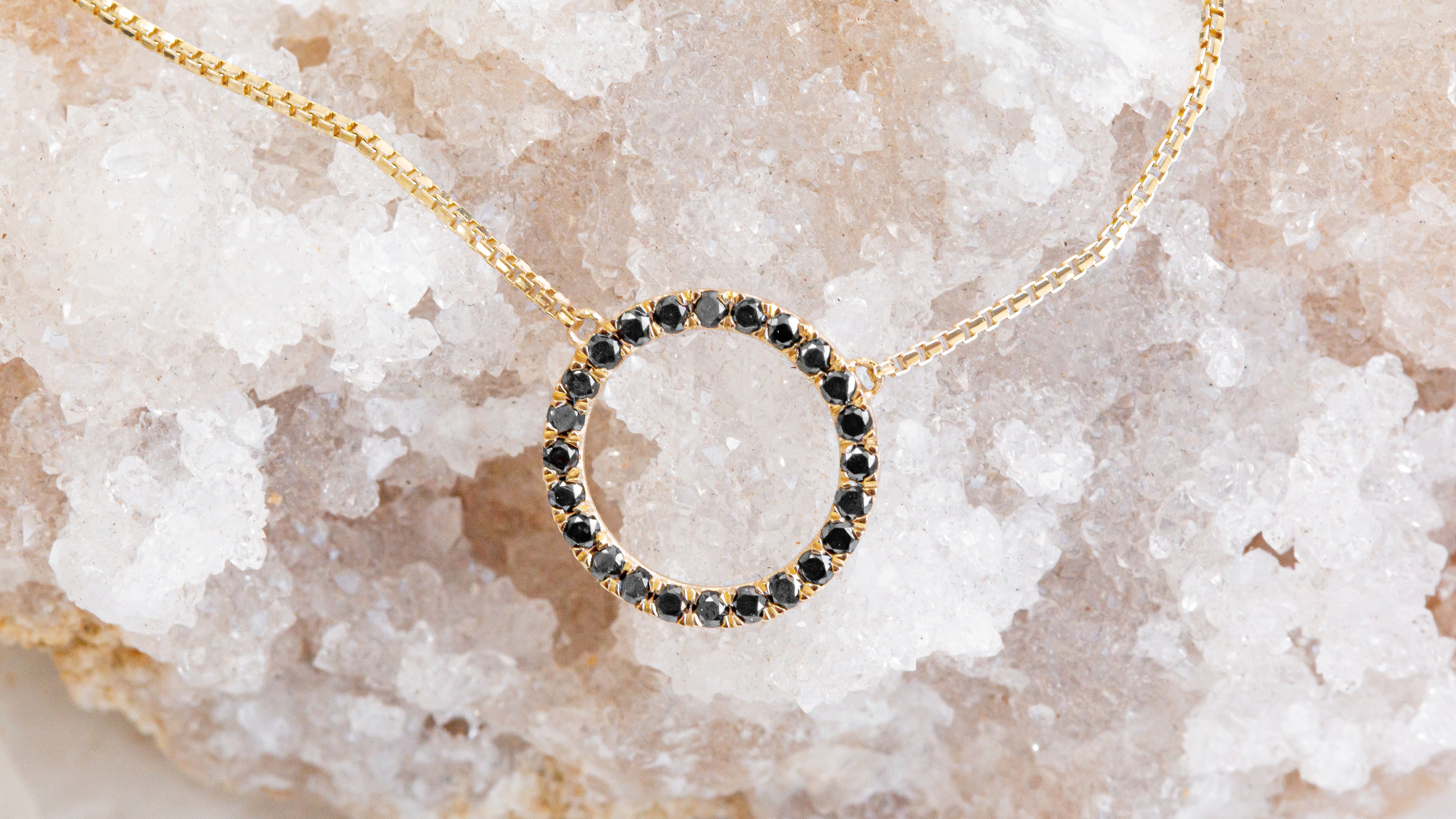 Natural Black Diamond Alternative Pendant with a White Necklace